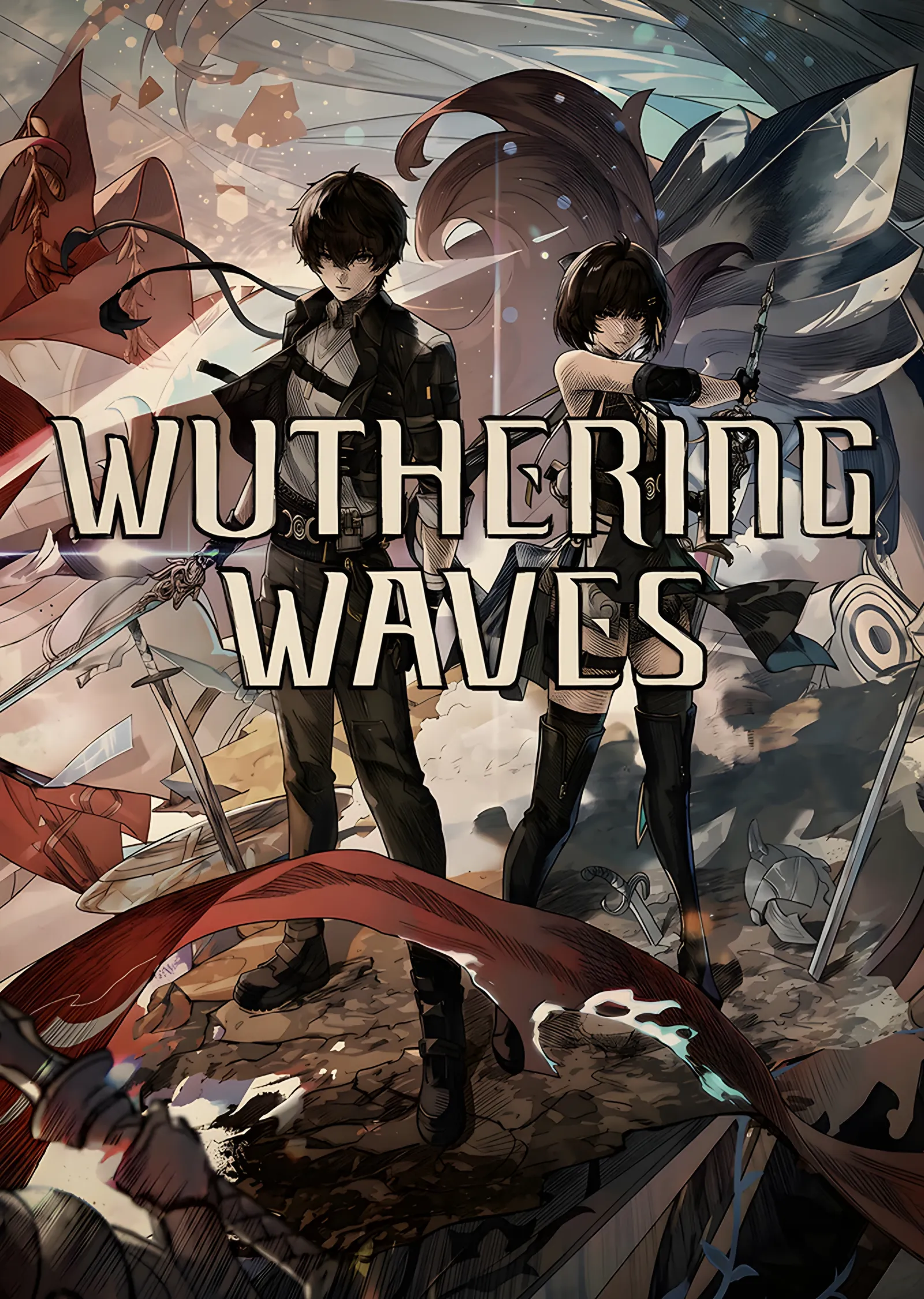 Wuthering Waves: Harabede Siyahlı İkili metal tablo