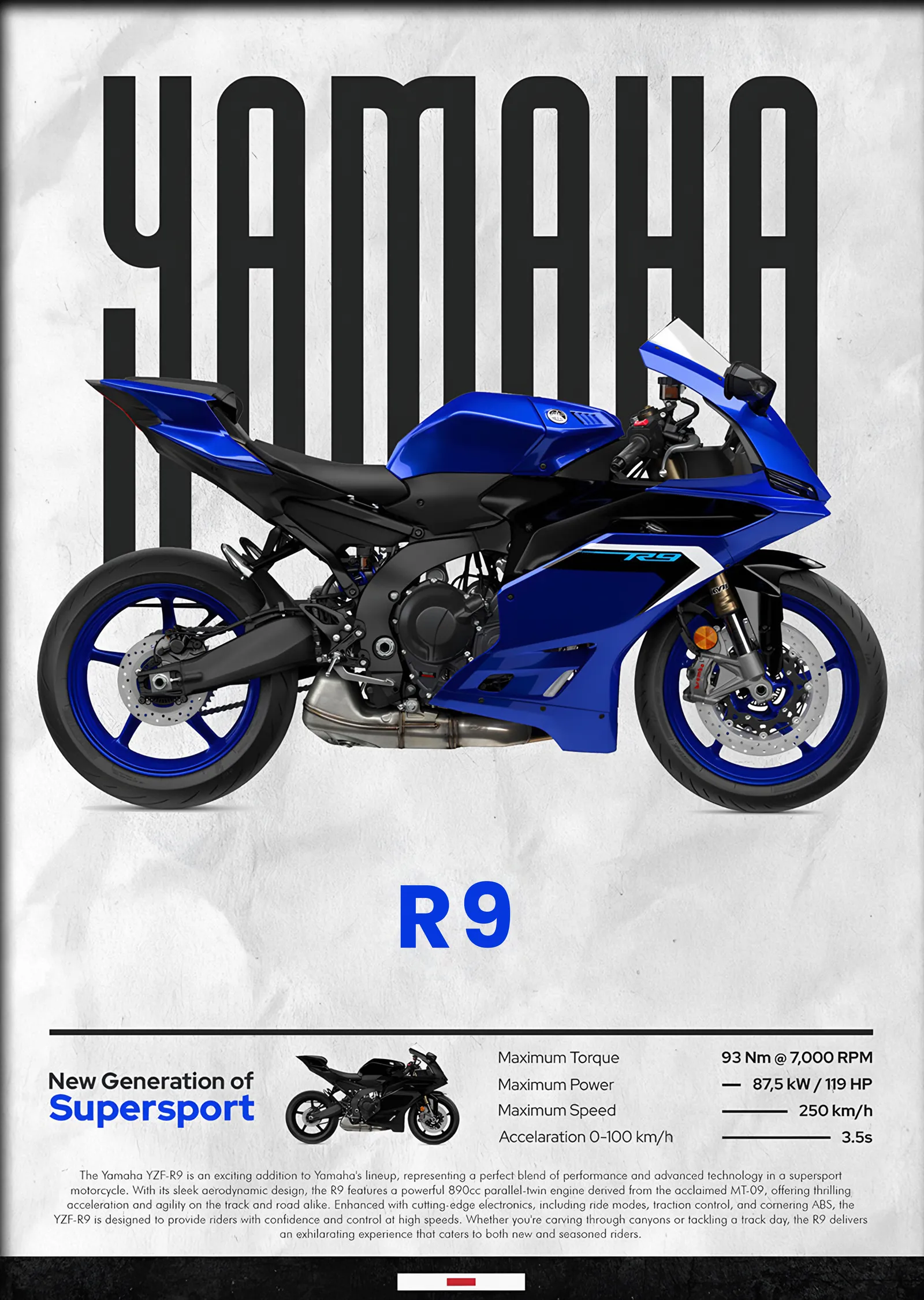 Yamaha R9 metal tablo