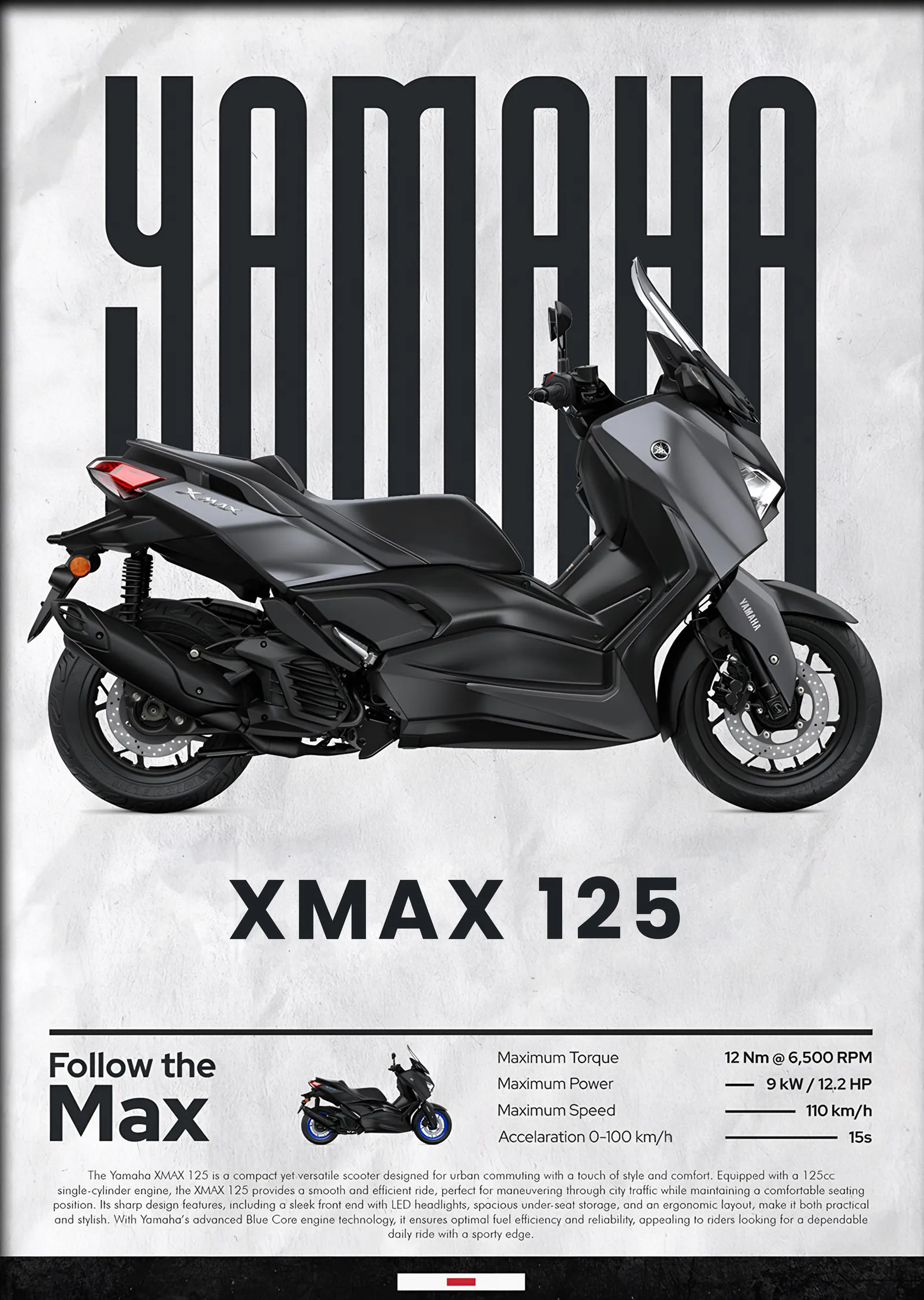 Yamaha XMAX 125 metal tablo