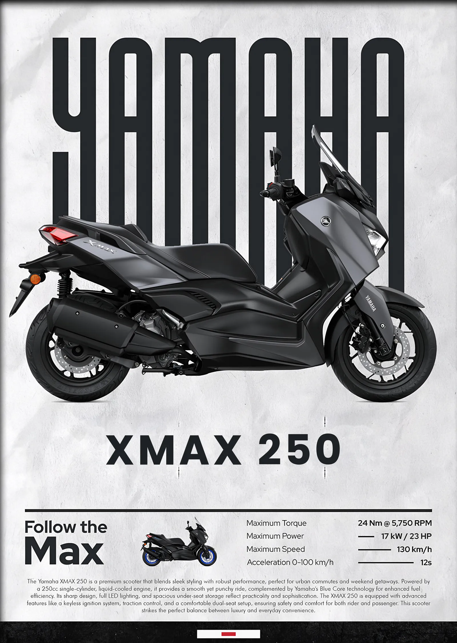 Yamaha XMAX 250 metal tablo