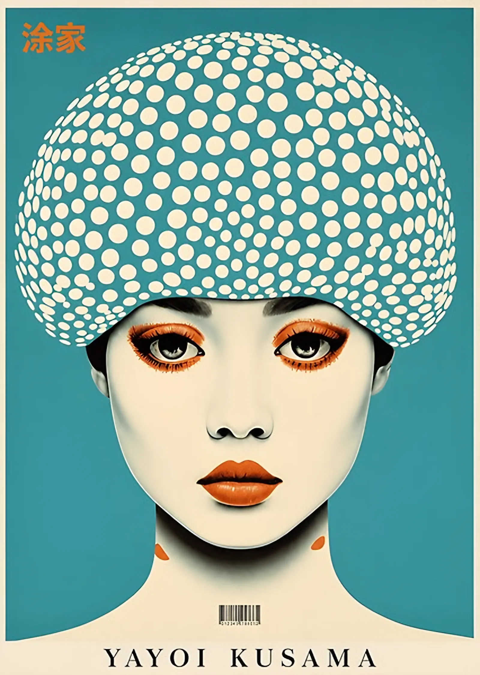 Yayoi Kusama Portresi - Puantiye Grafik metal tablo