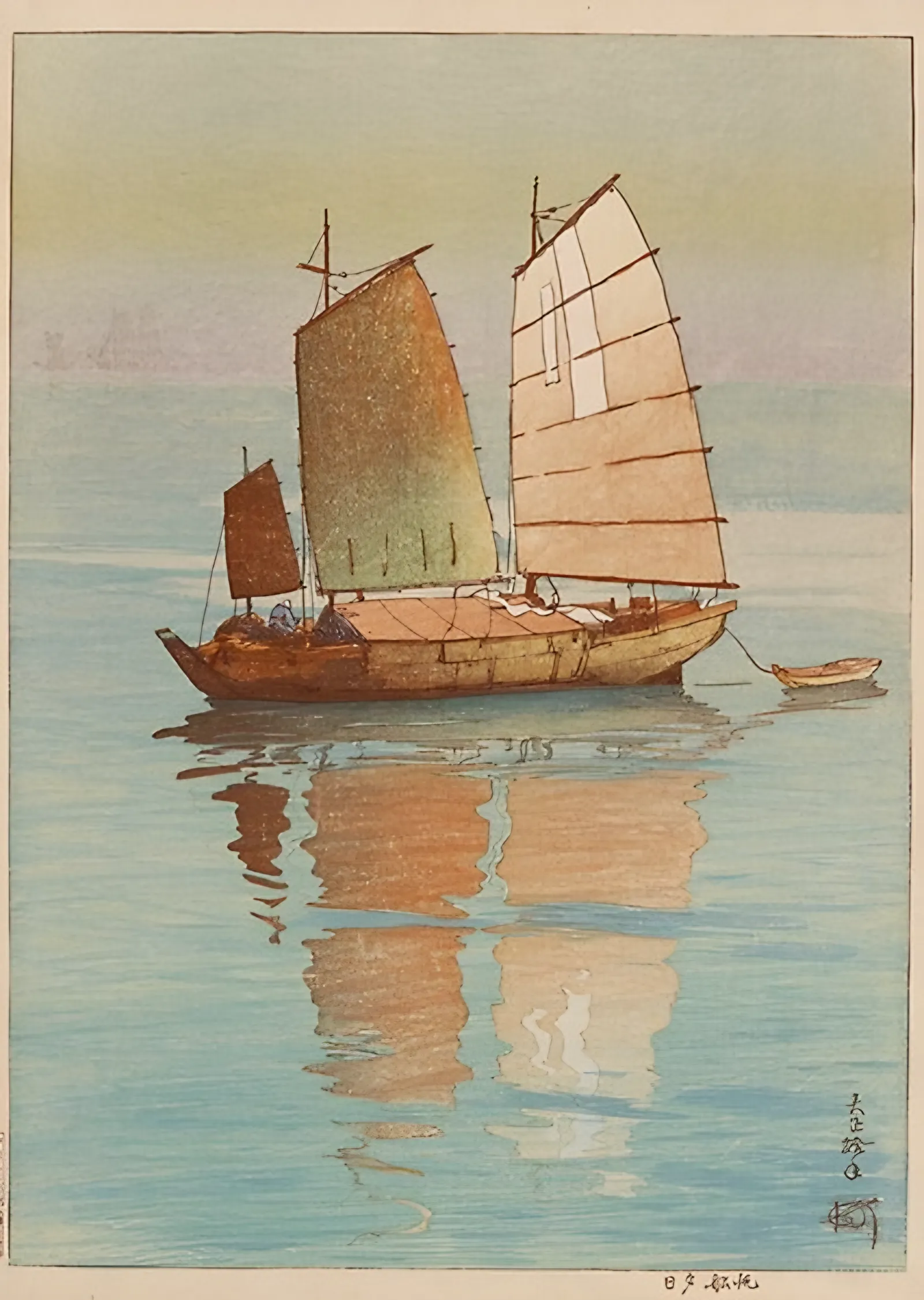 Yelkenliler: Akşam Işığı - Hiroshi Yoshida metal tablo