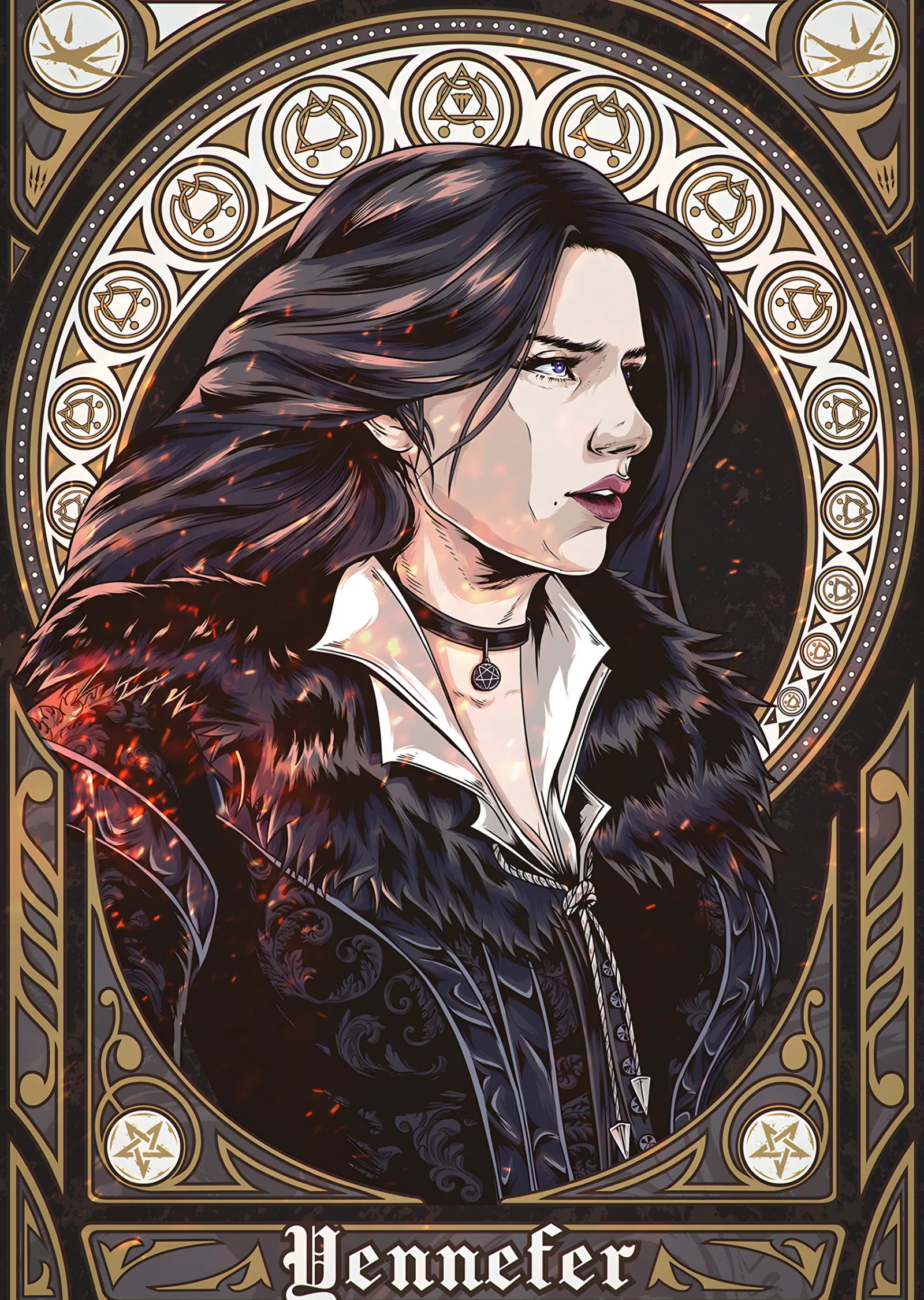 Yennefer Art Nouveau metal tablo