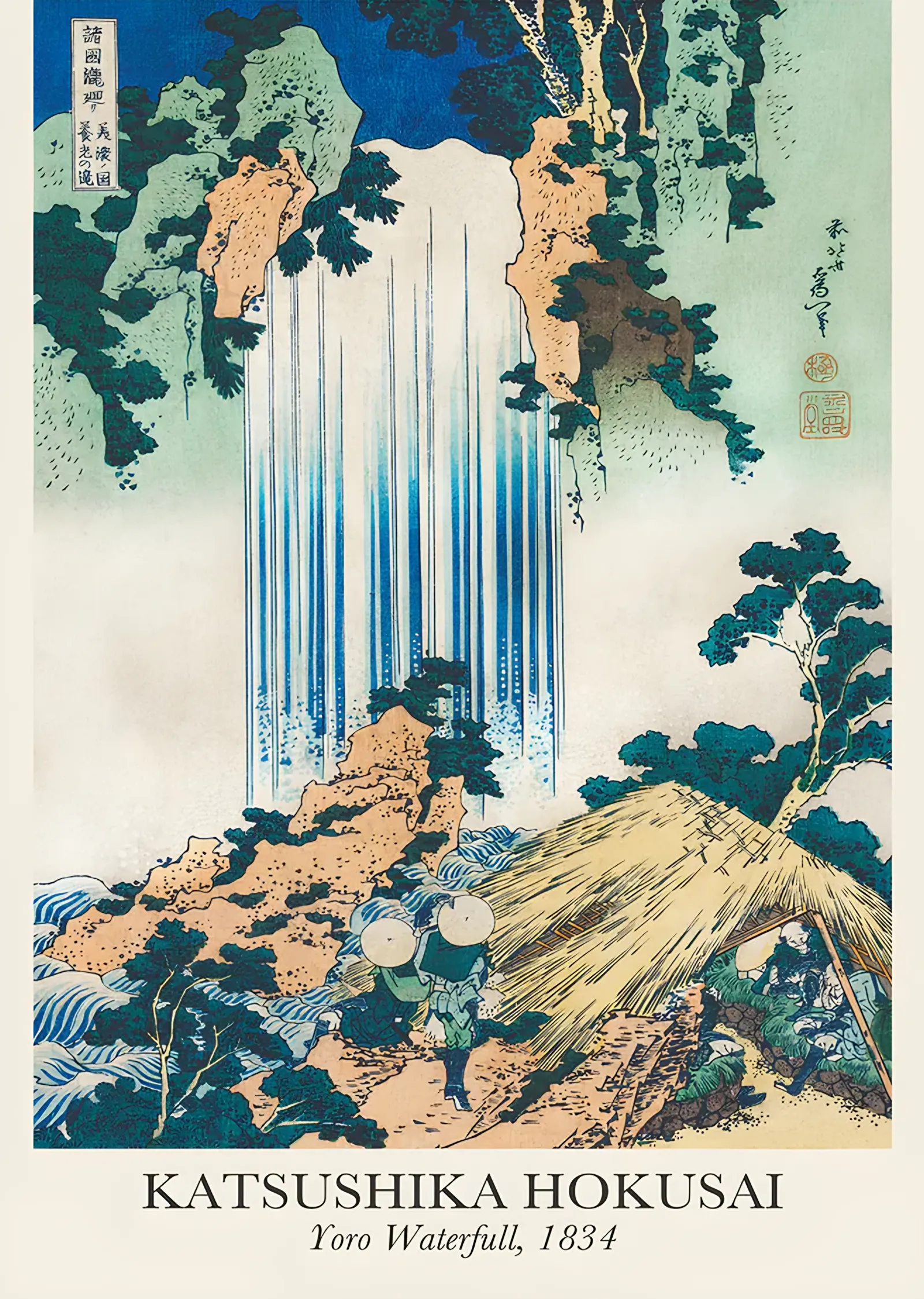 Yoro Şelalesi - Katsushika Hokusai metal tablo
