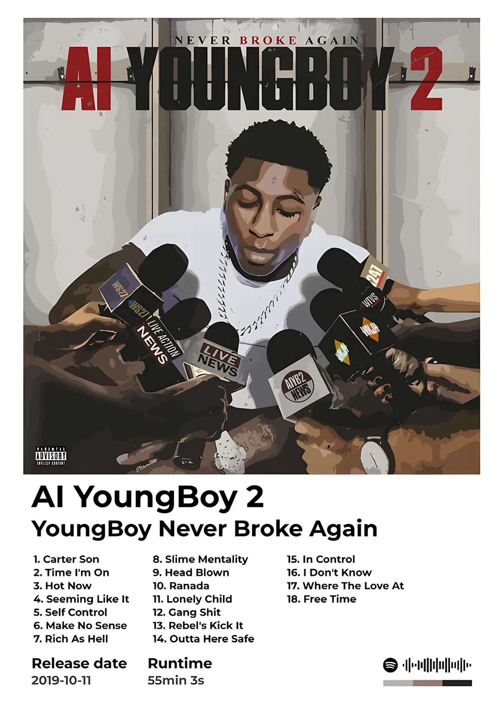 YoungBoy Never Broke Again - AI YoungBoy 2 metal tablo