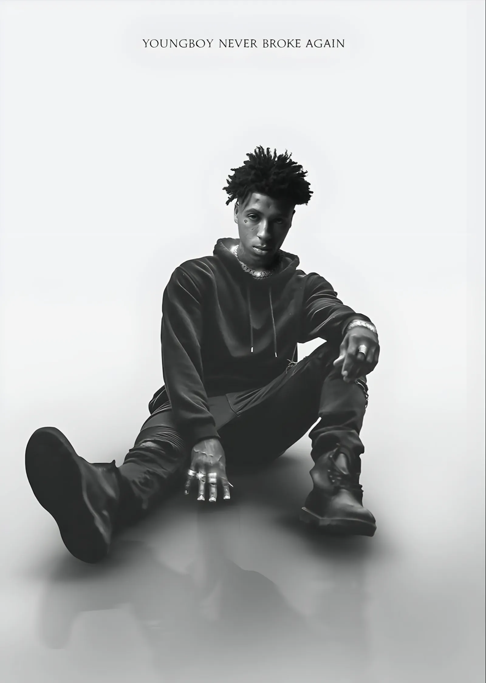 YoungBoy Never Broke Again - Beyaz Zeminde Poz metal tablo