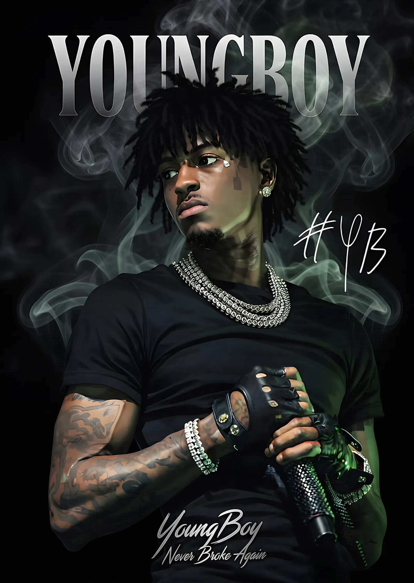 YoungBoy Never Broke Again - Duman ve Portre metal tablo