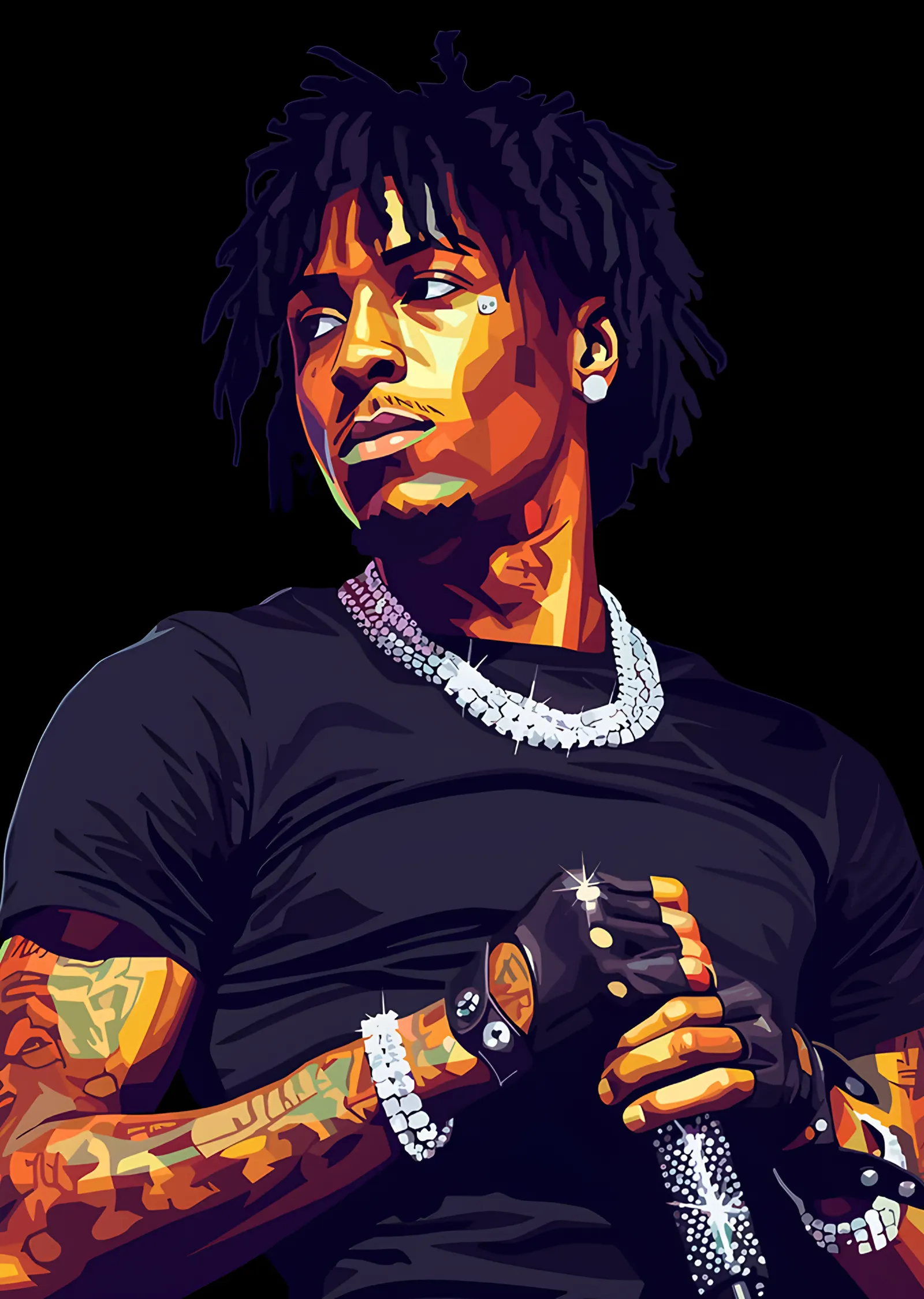 YoungBoy Never Broke Again - Mor Işıkta Portre metal tablo