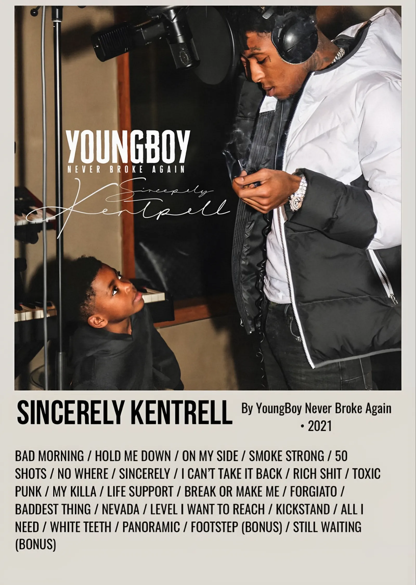 YoungBoy Never Broke Again - Sincerely Kentrell metal tablo