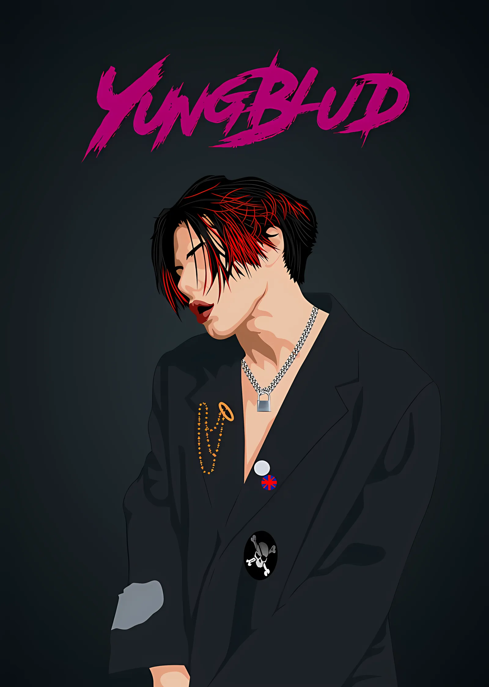 Yungblud - Vektör Duruş metal tablo