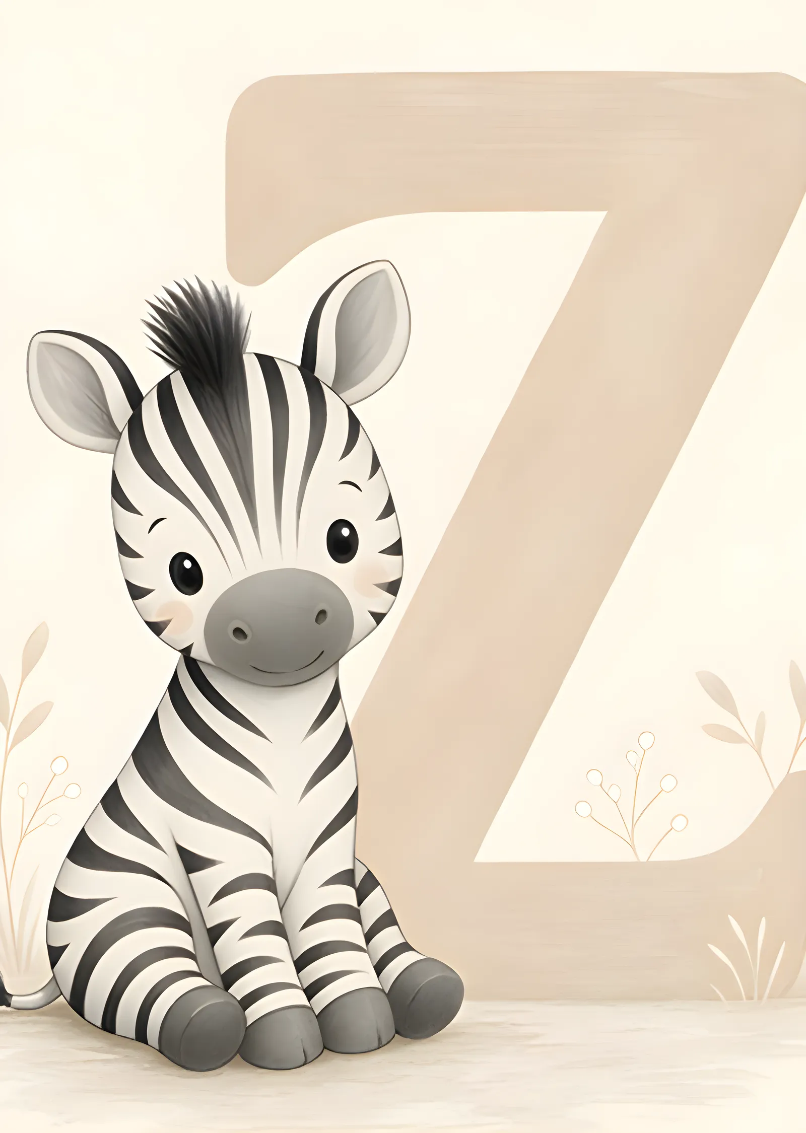 Z Harfi ve Zebra Yavrusu metal tablo