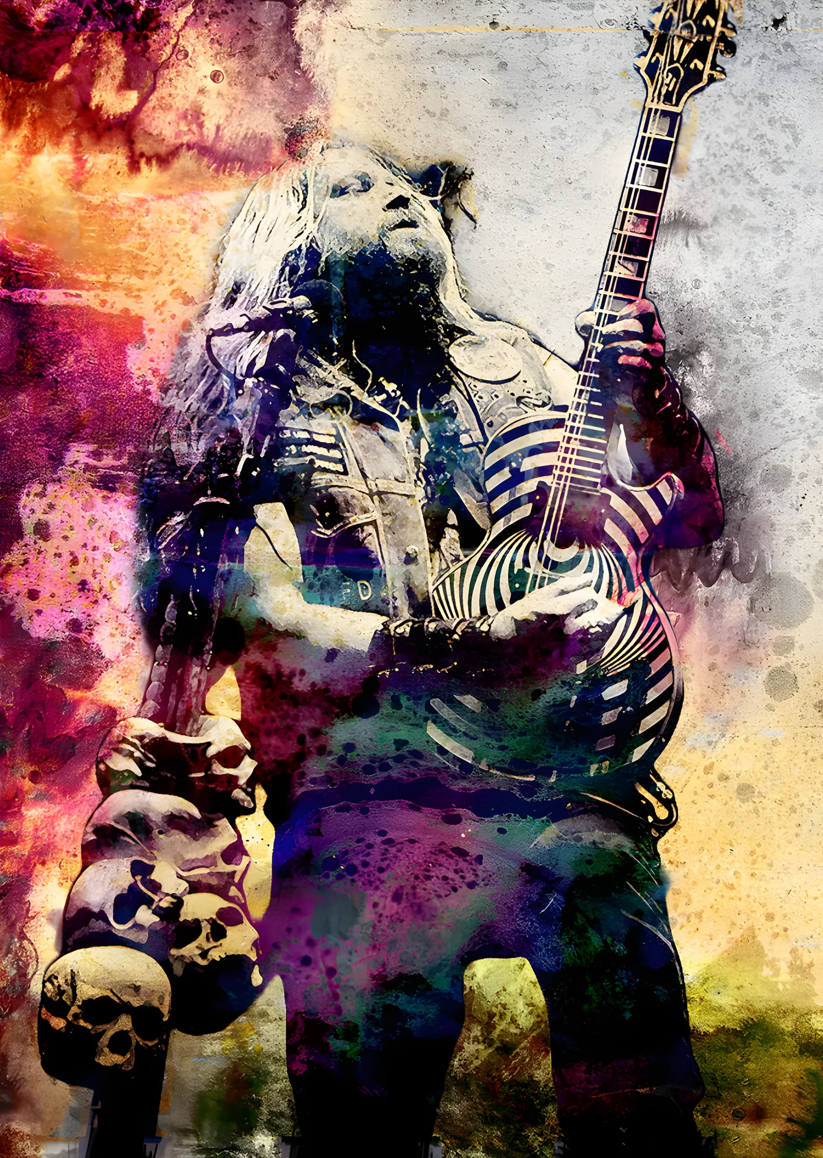 Zakk Wylde: Kurukafalı Gitar metal tablo