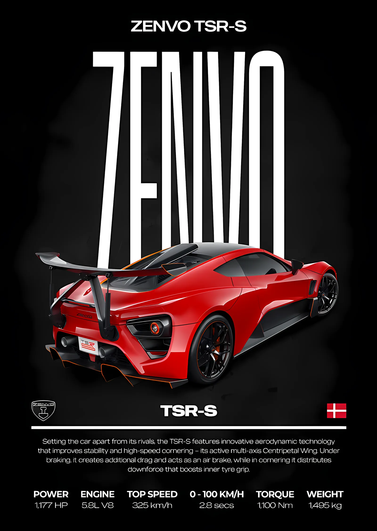 Zenvo TSR-S: Danimarka Süper Otomobili metal tablo