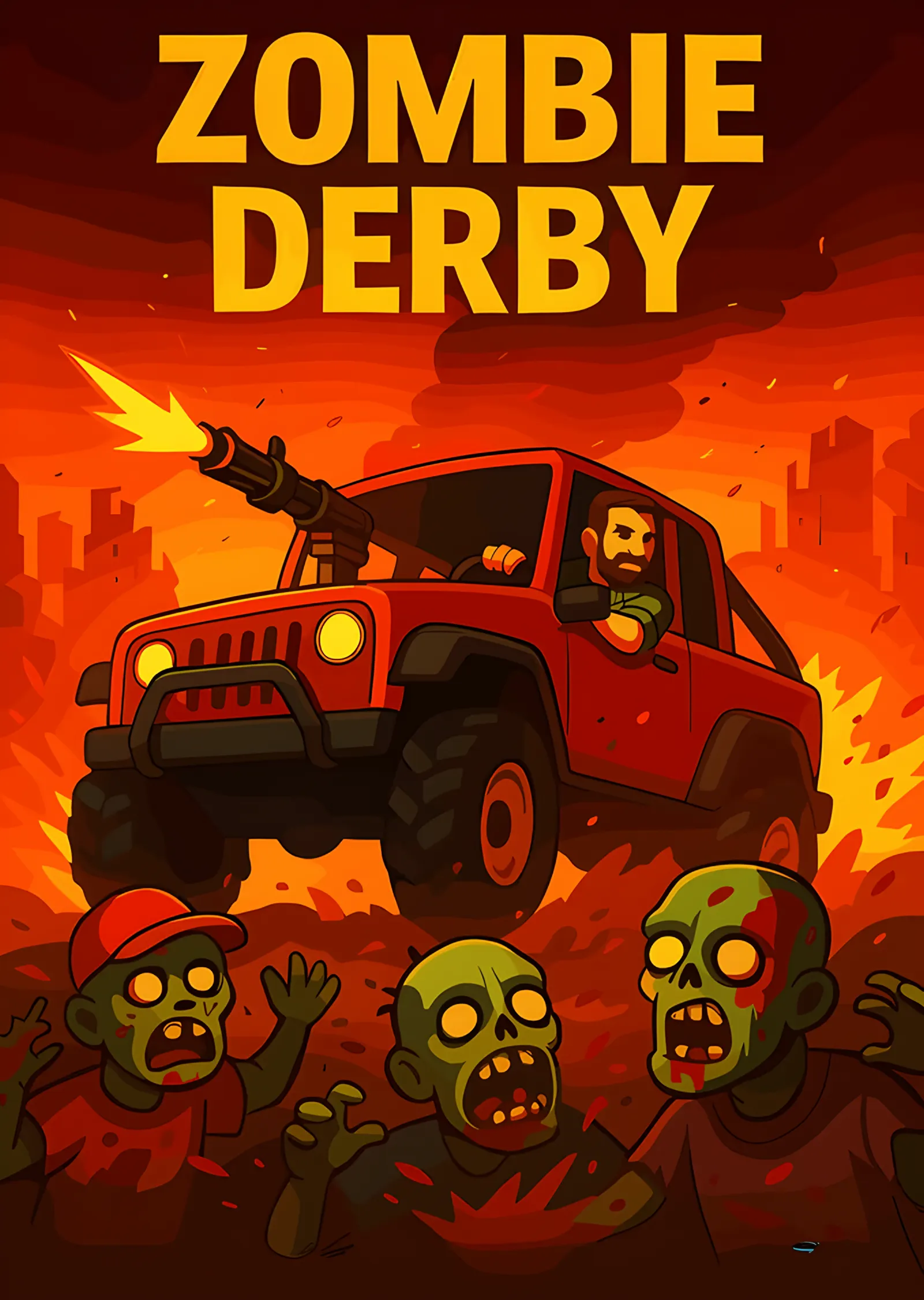 Zombie Derby: Kızıl Zeminde Kamyonetle Zombi Ezme metal tablo