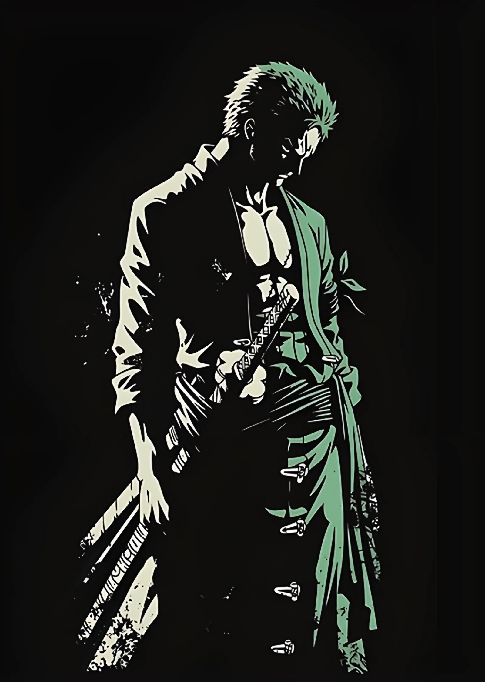 Zoro Yeşil Siluet metal tablo