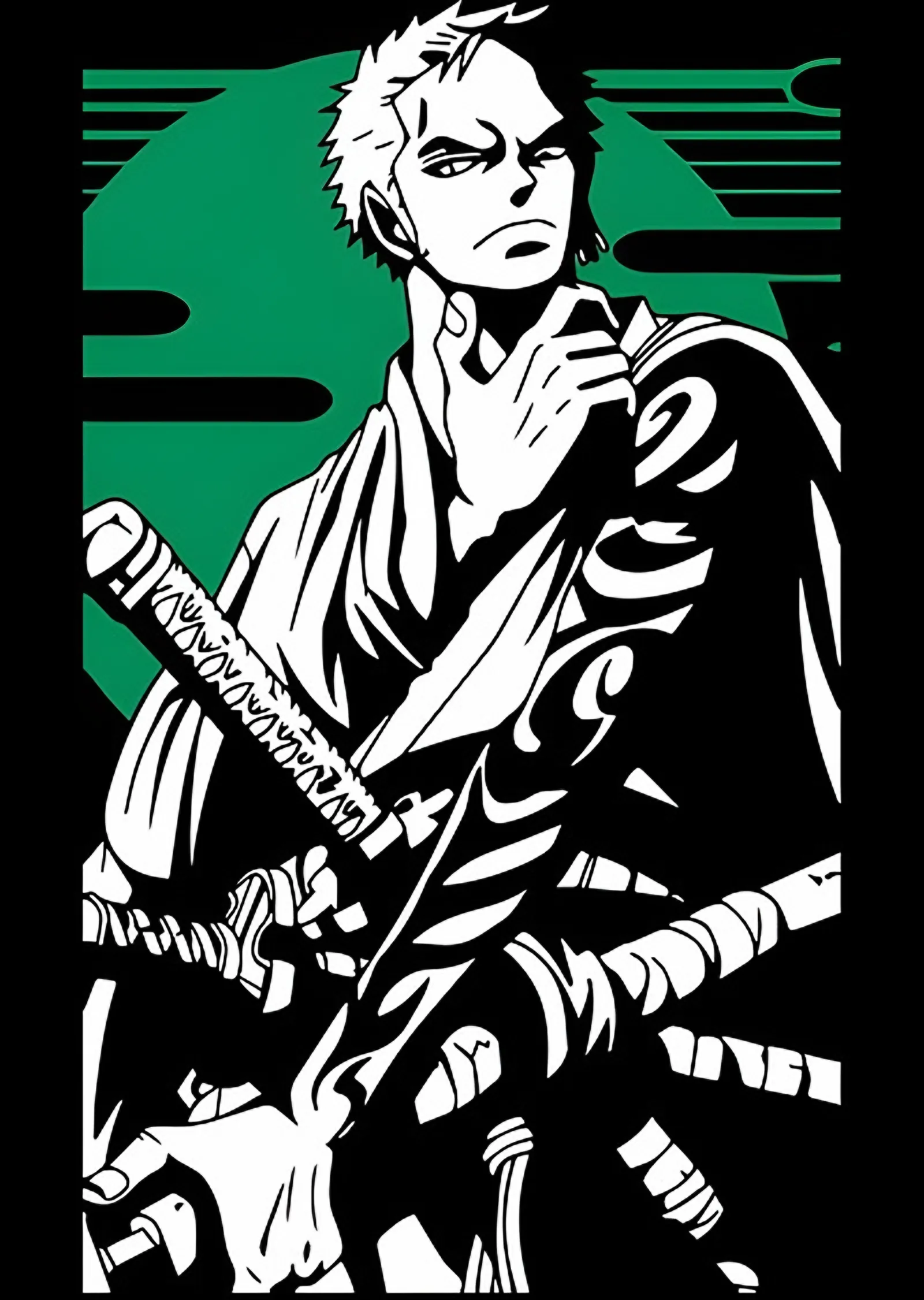 Zoro Yeşil Zemin Grafik metal tablo