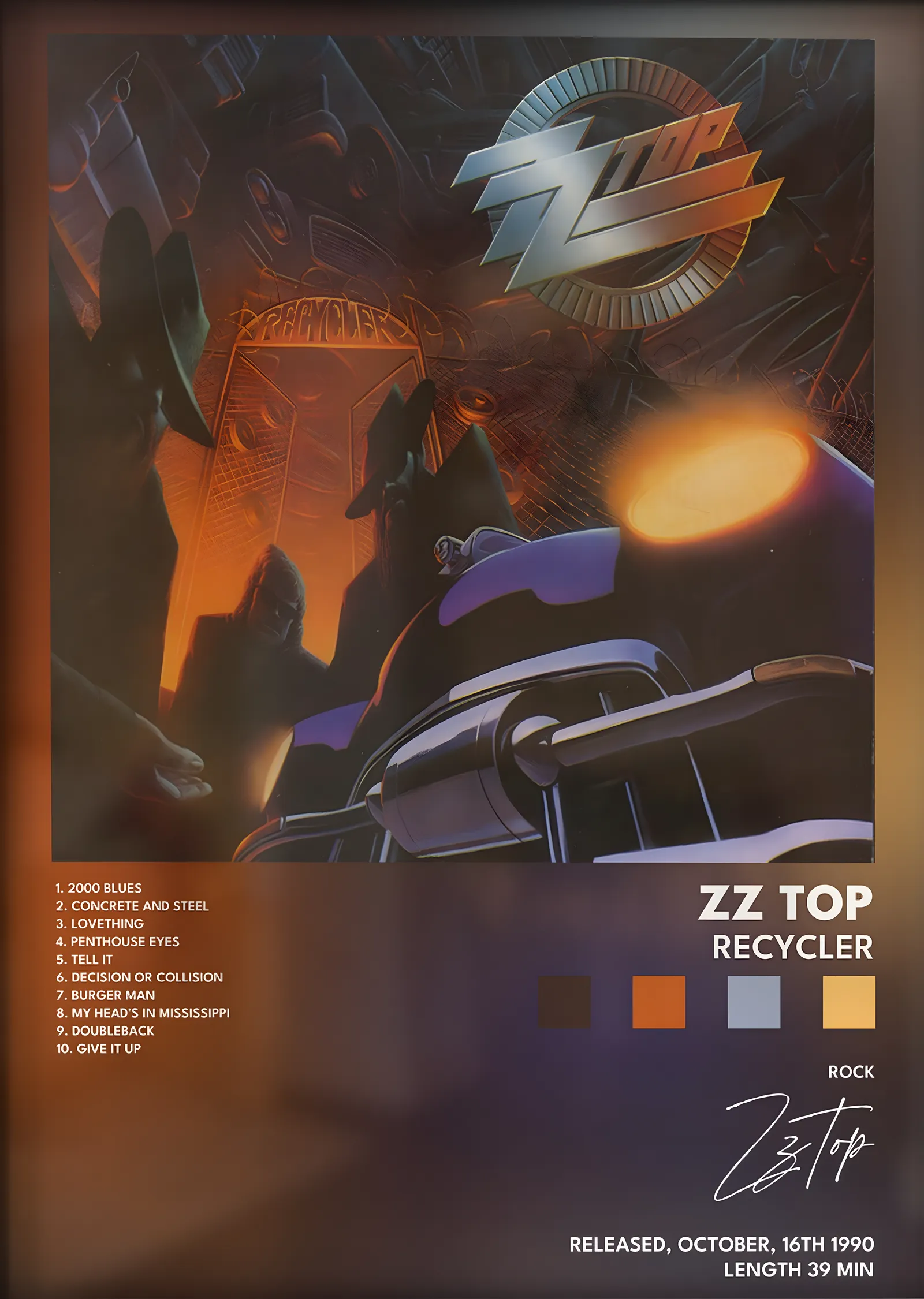 ZZ Top: Recycler metal tablo