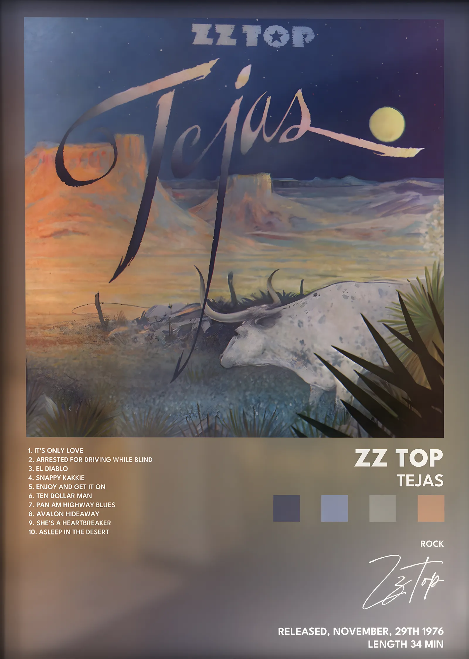 ZZ Top: Tejas metal tablo