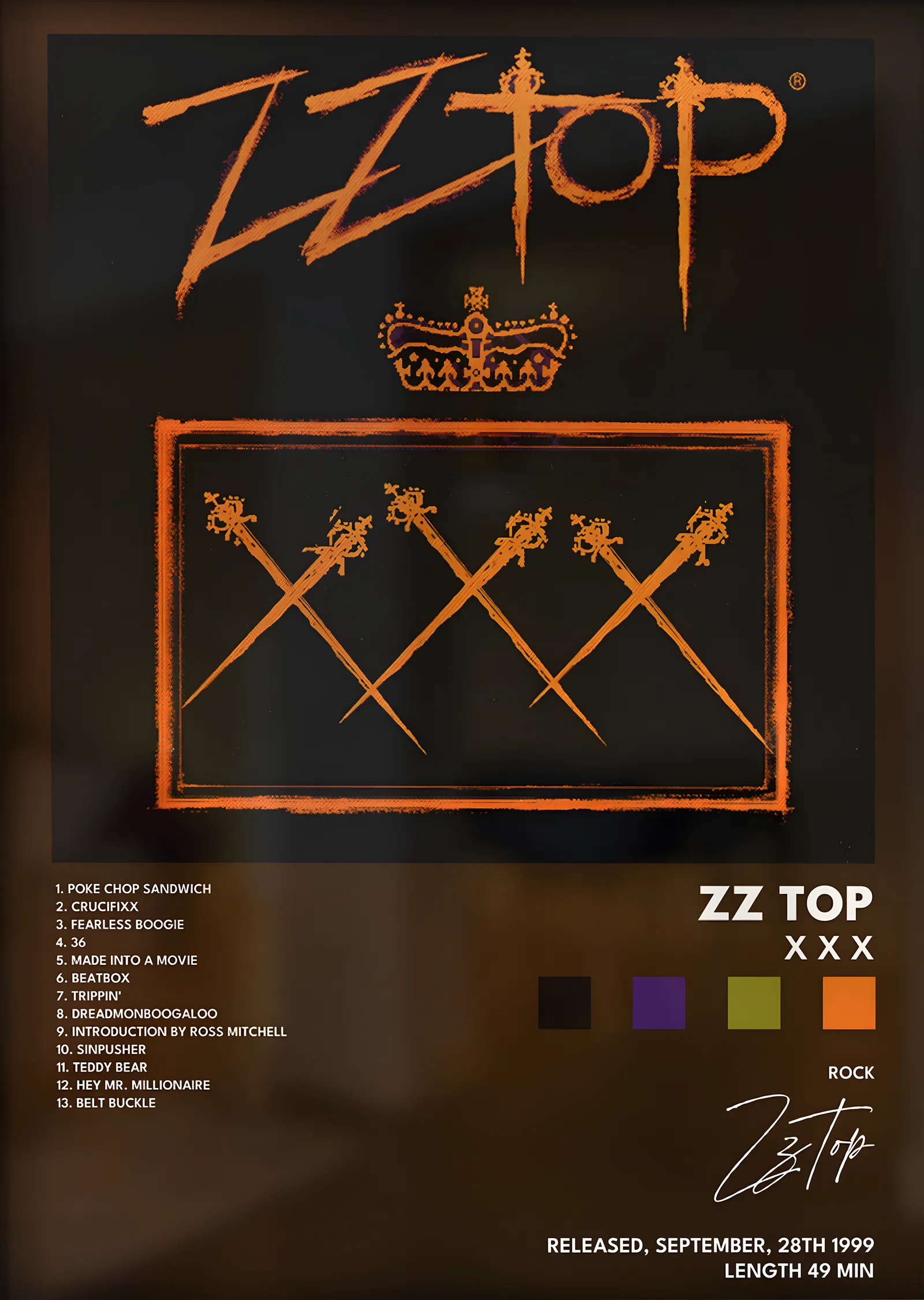 ZZ Top: XXX metal tablo