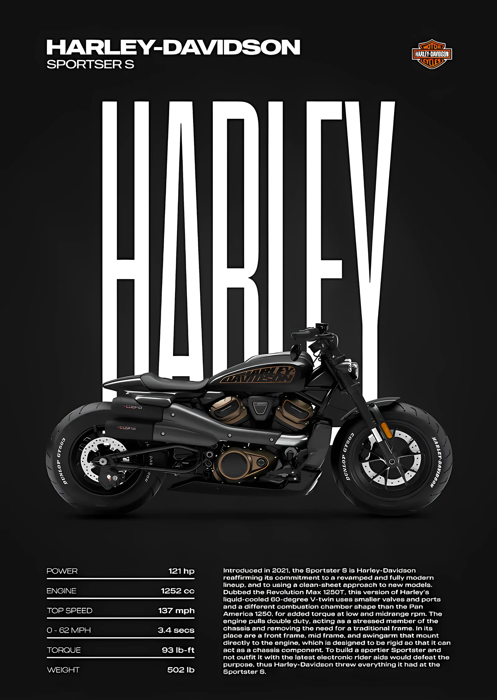 Harley-Davidson Sportster S metal tablo