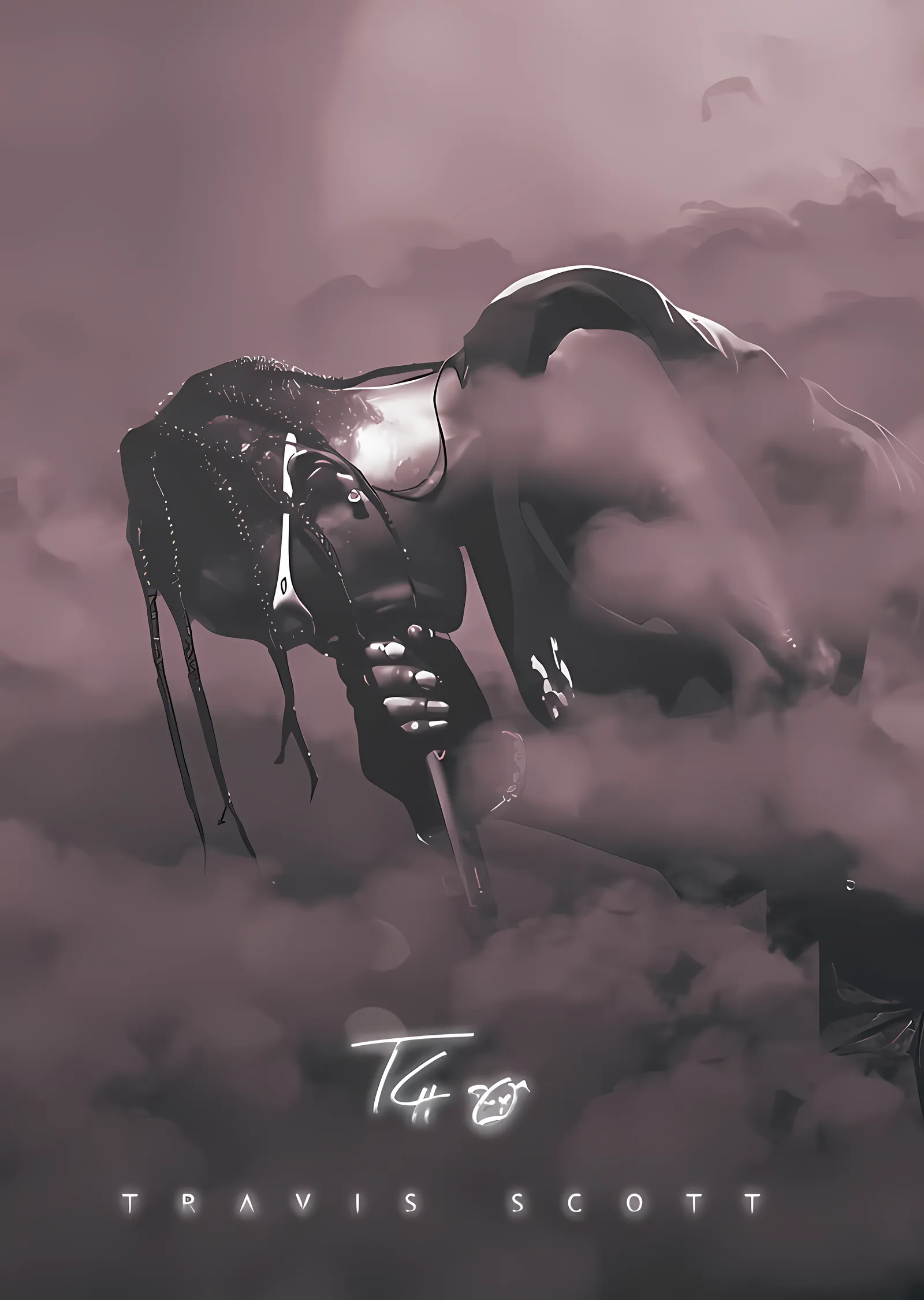 Travis Scott: Pembe Sis metal tablo