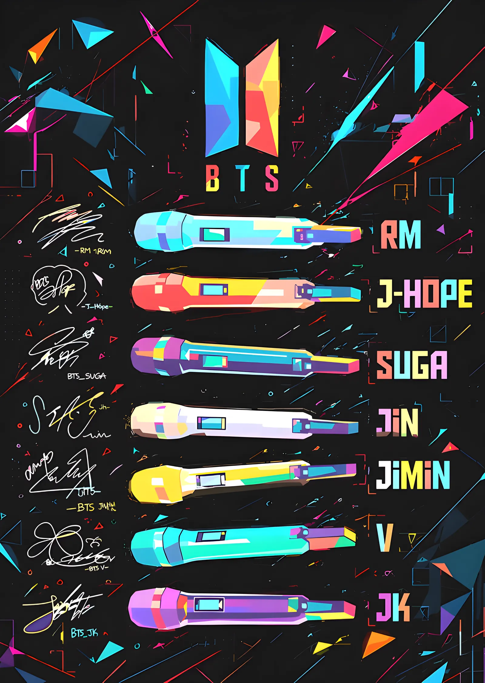 BTS: Işık Çubukları metal tablo