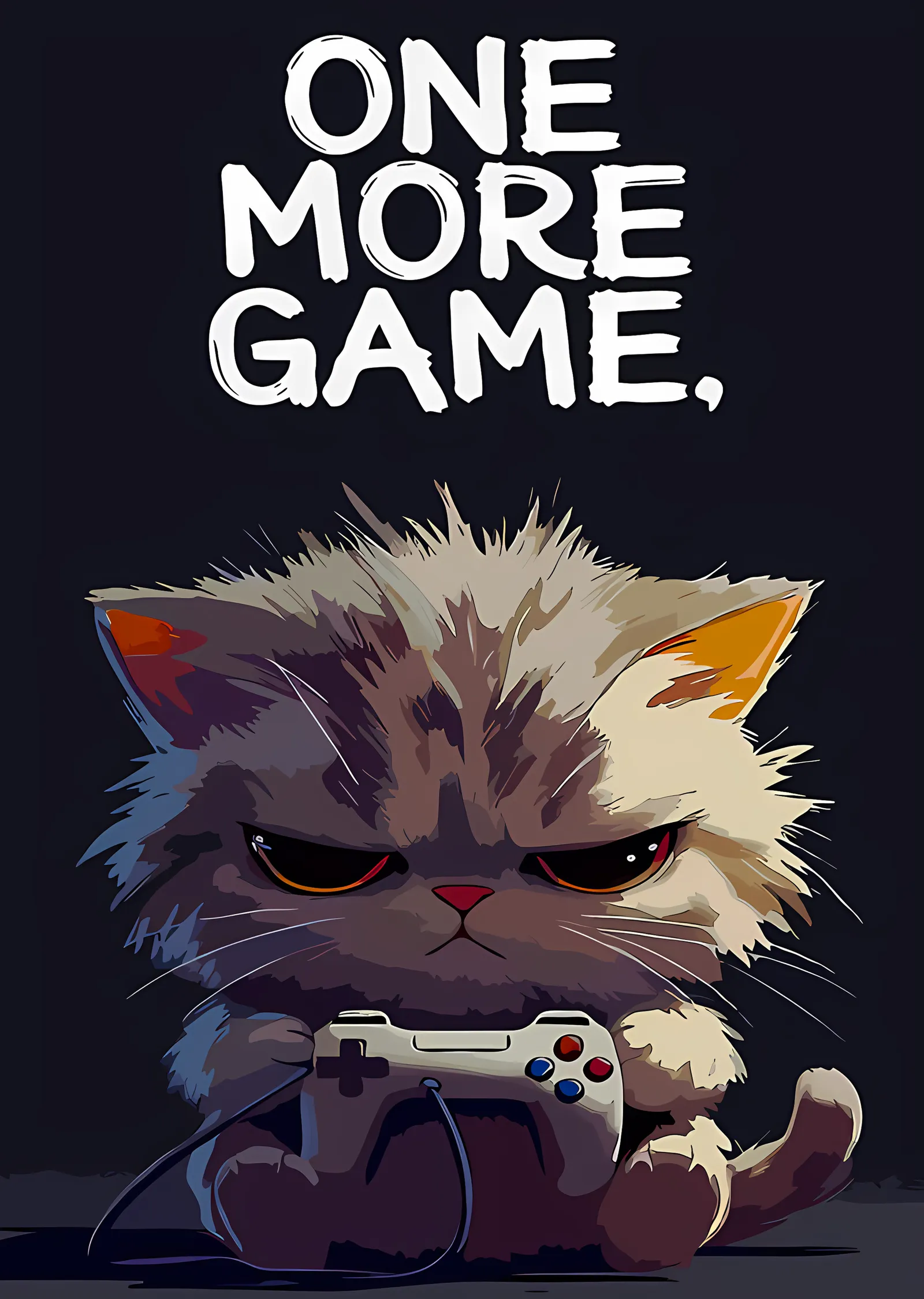 One More Game - Kızgın Kedi metal tablo