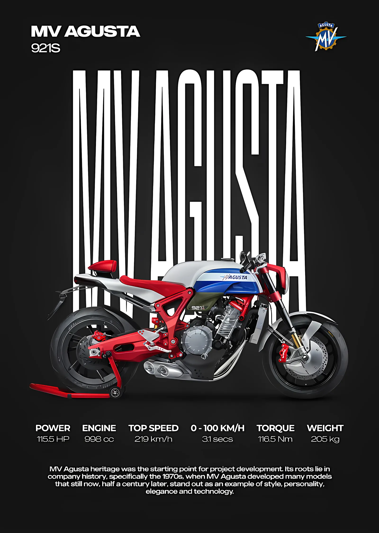 MV Agusta 921S metal tablo