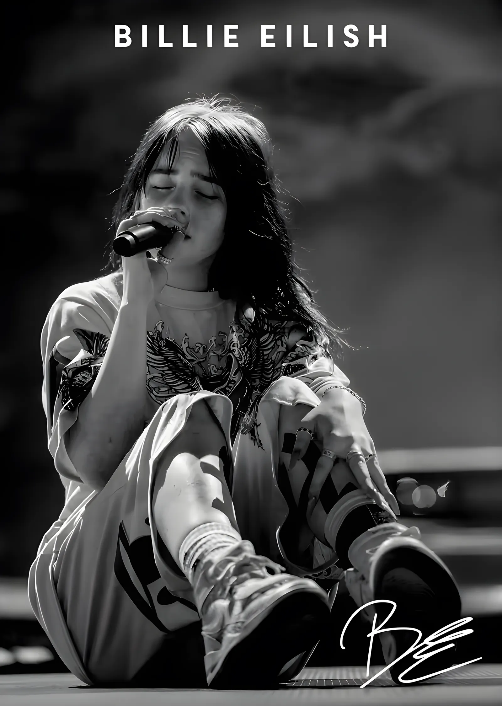 Billie Eilish: Siyah Beyaz metal tablo