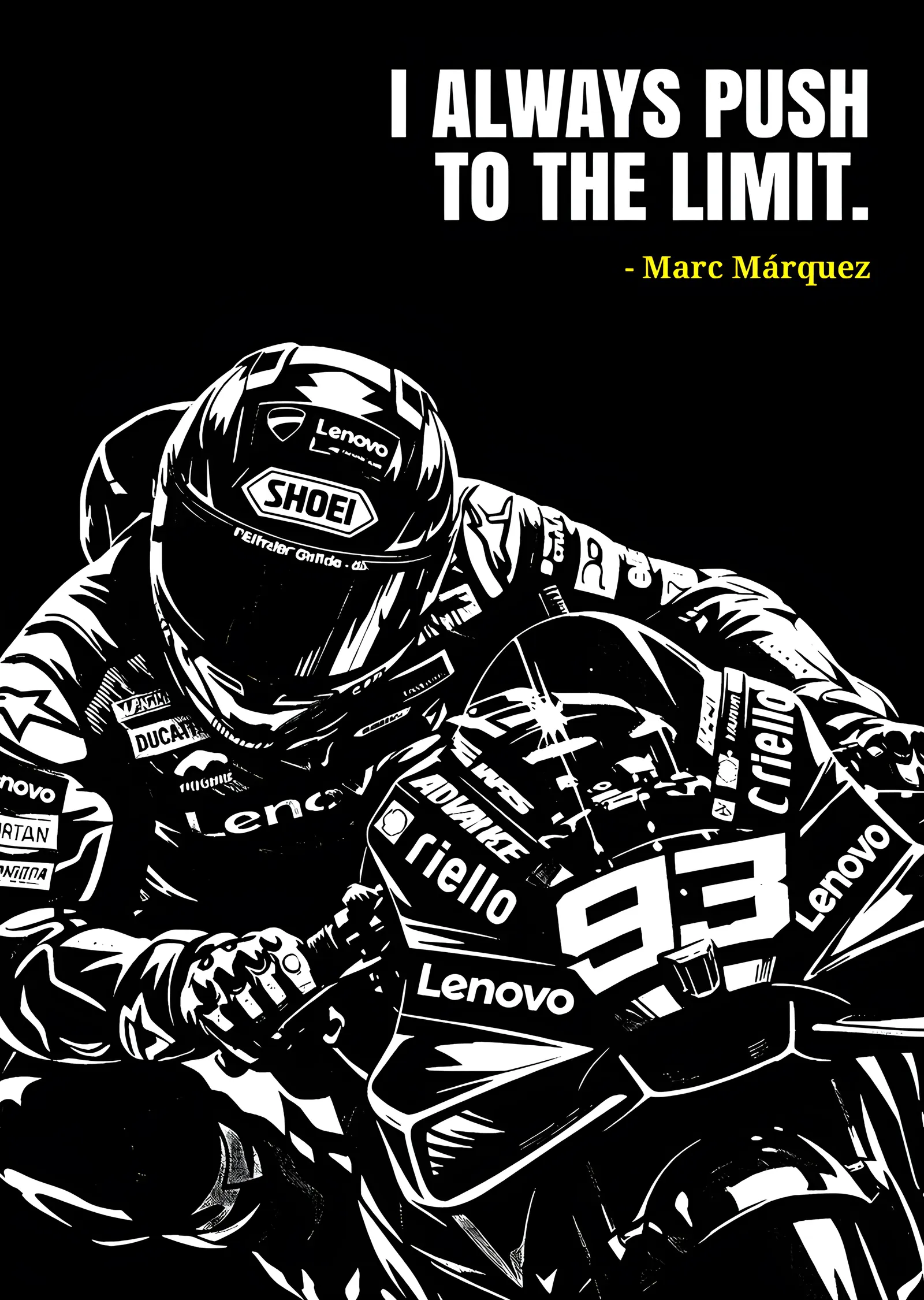 Marc Marquez - I Always Push To The Limit metal tablo