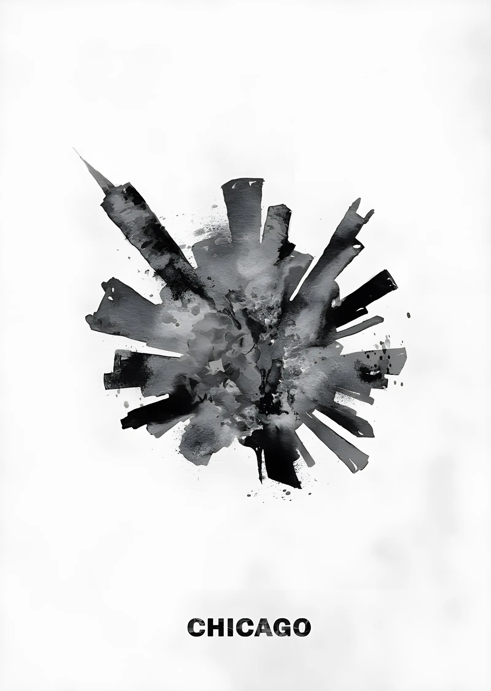 Chicago - Siyah Suluboya Dairesi metal tablo