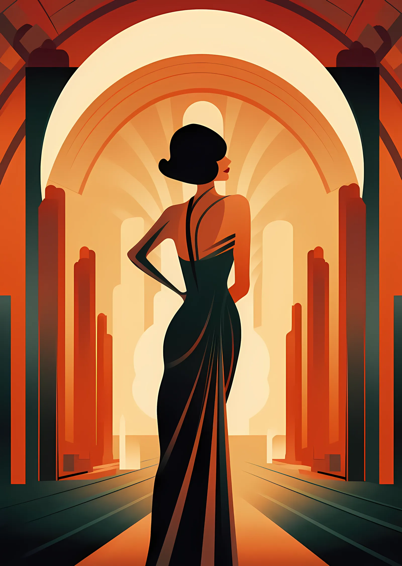 Art Deco: Kırmızı Salon metal tablo