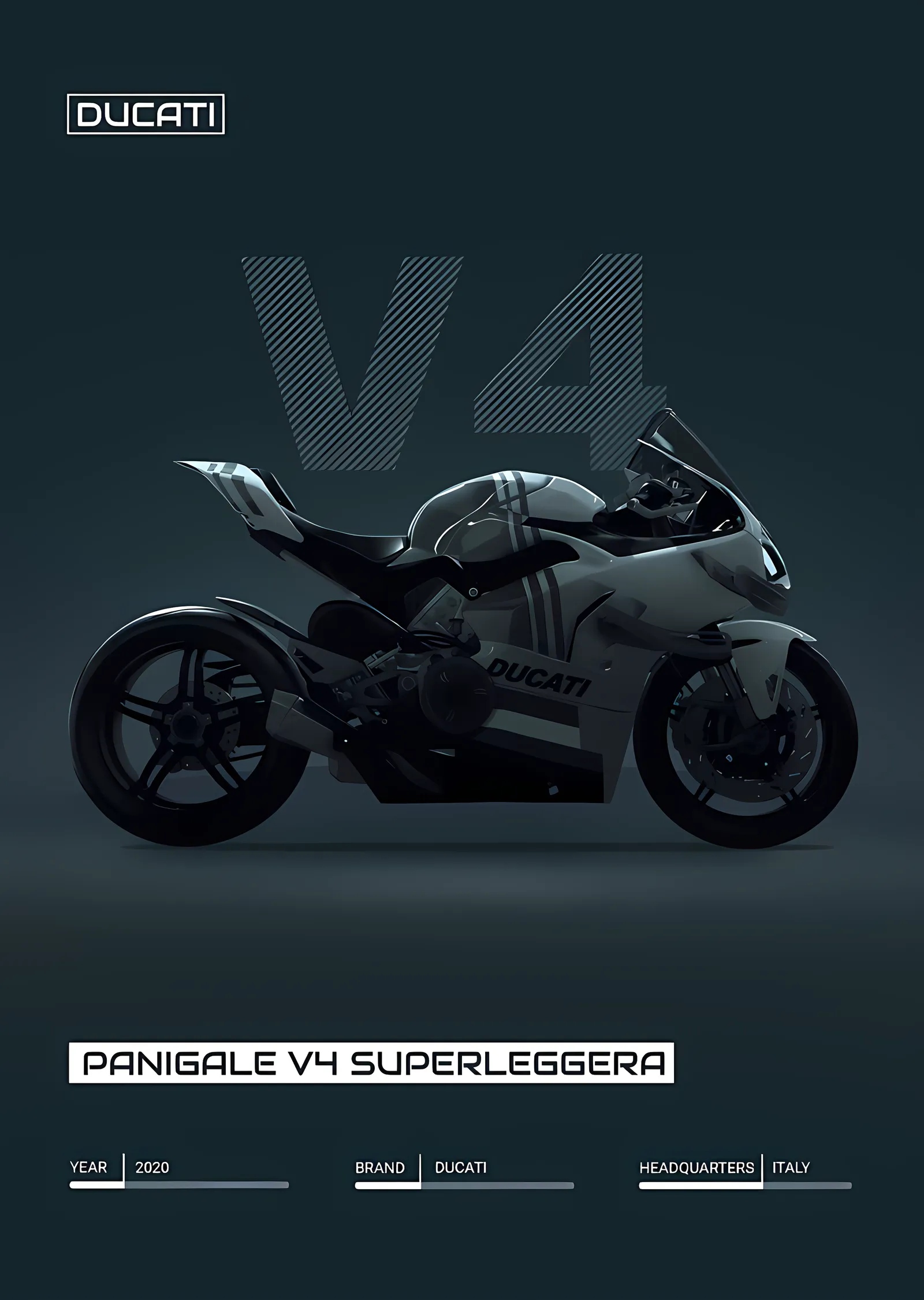 Ducati Panigale V4 Superleggera - Gri metal tablo