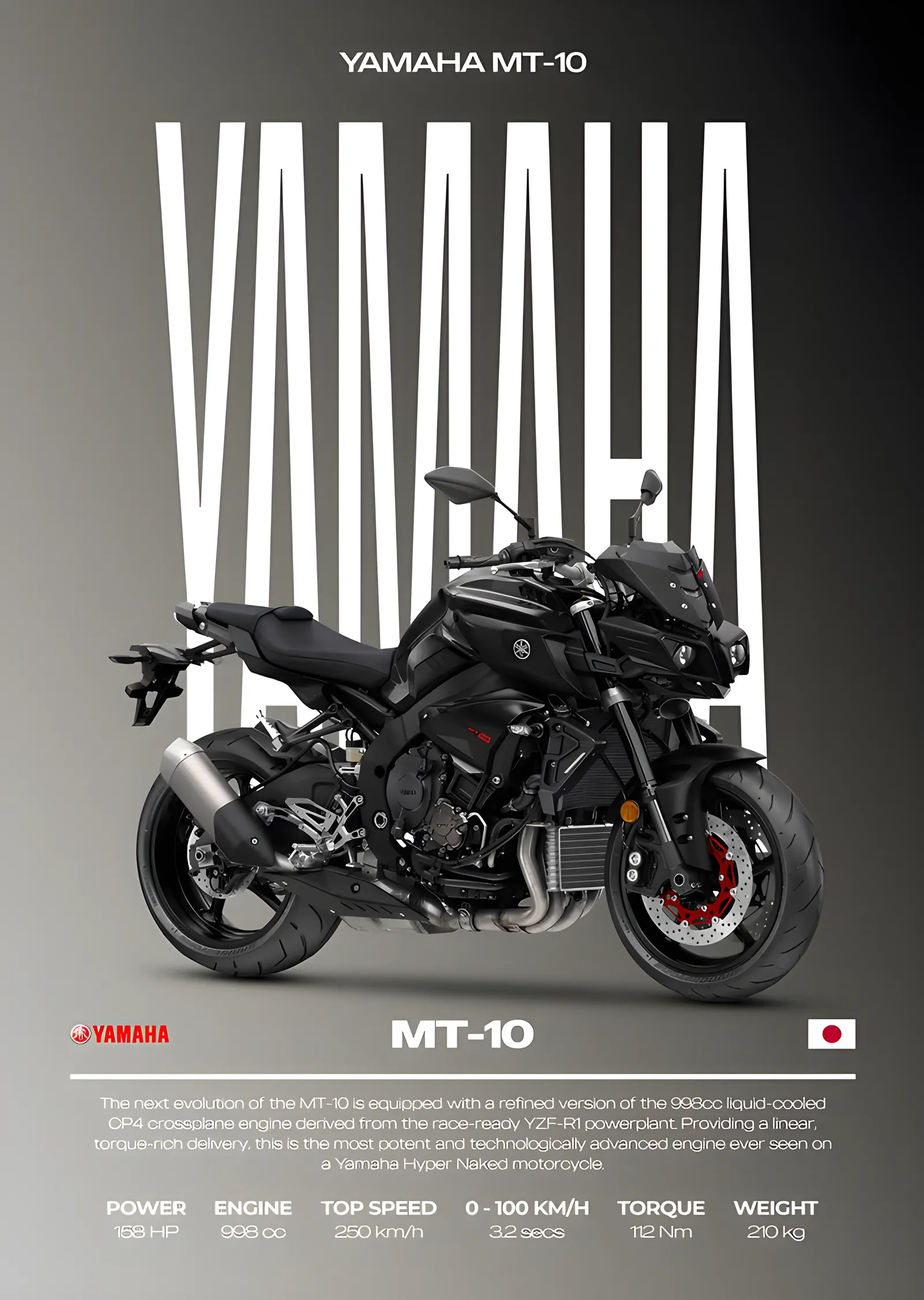 Yamaha MT-10 - Kırmızı Jant metal tablo
