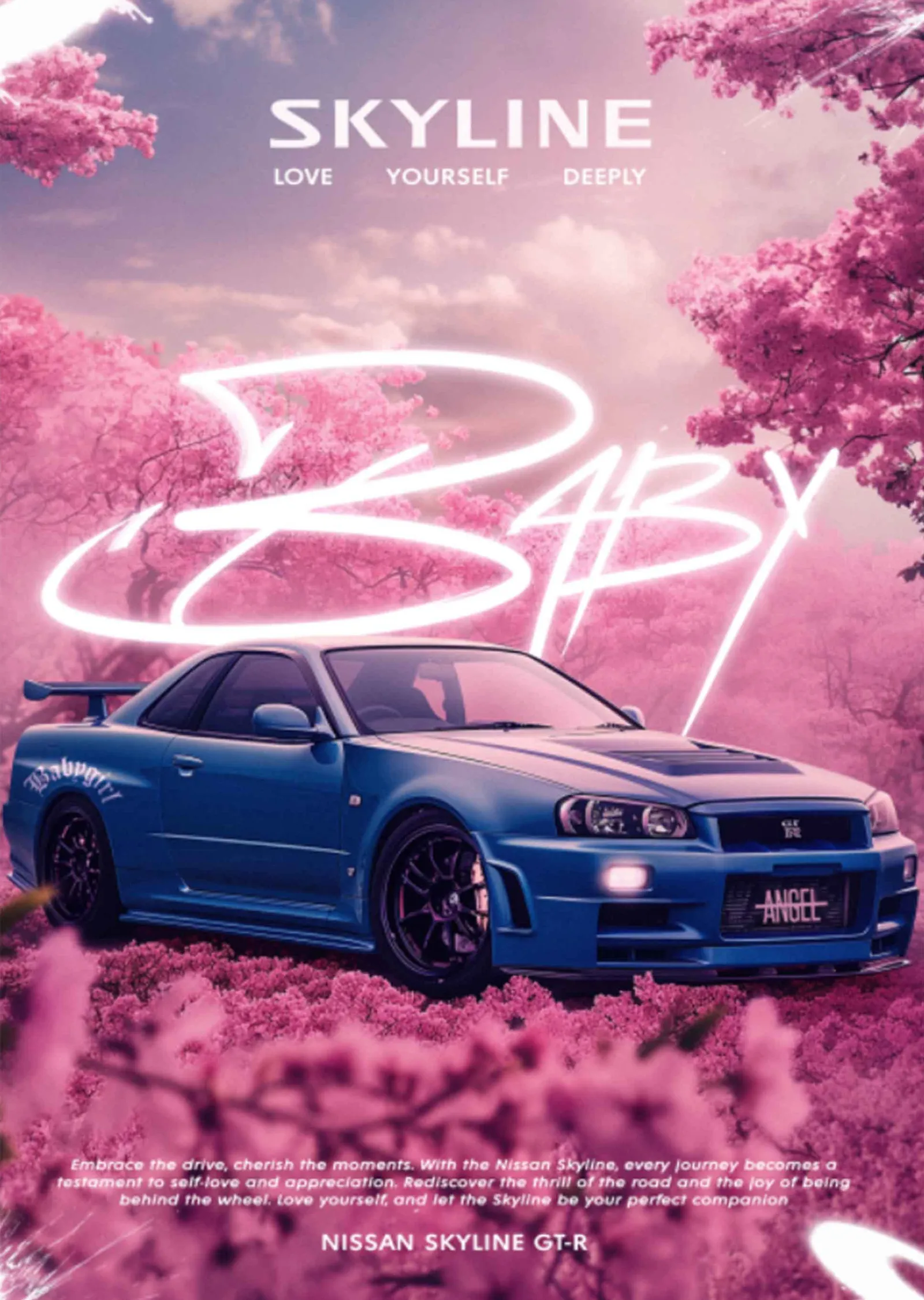 Nissan Skyline GT-R: Love Yourself Deeply metal tablo