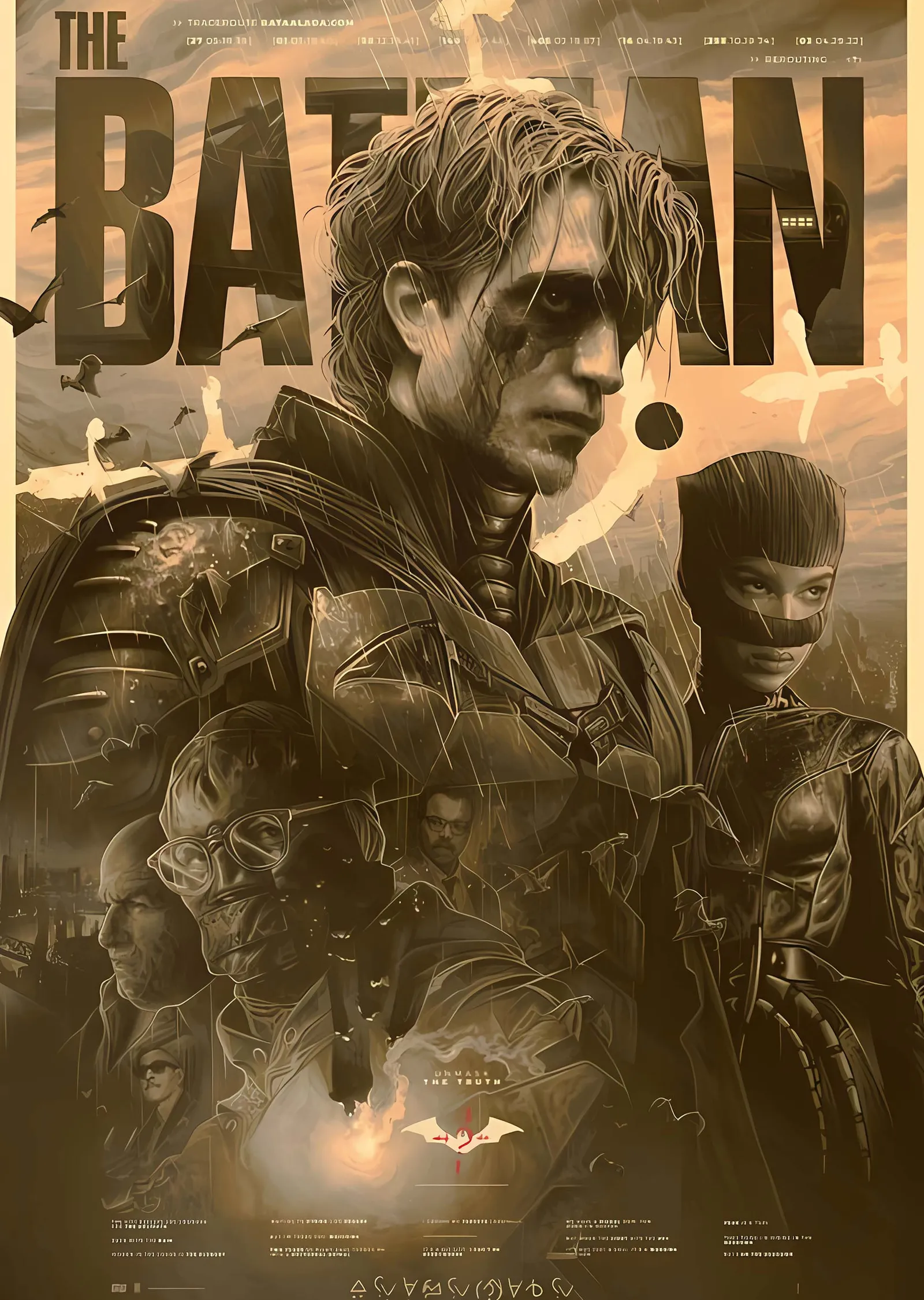 The Batman: Sepya Kadro Kolajı metal tablo