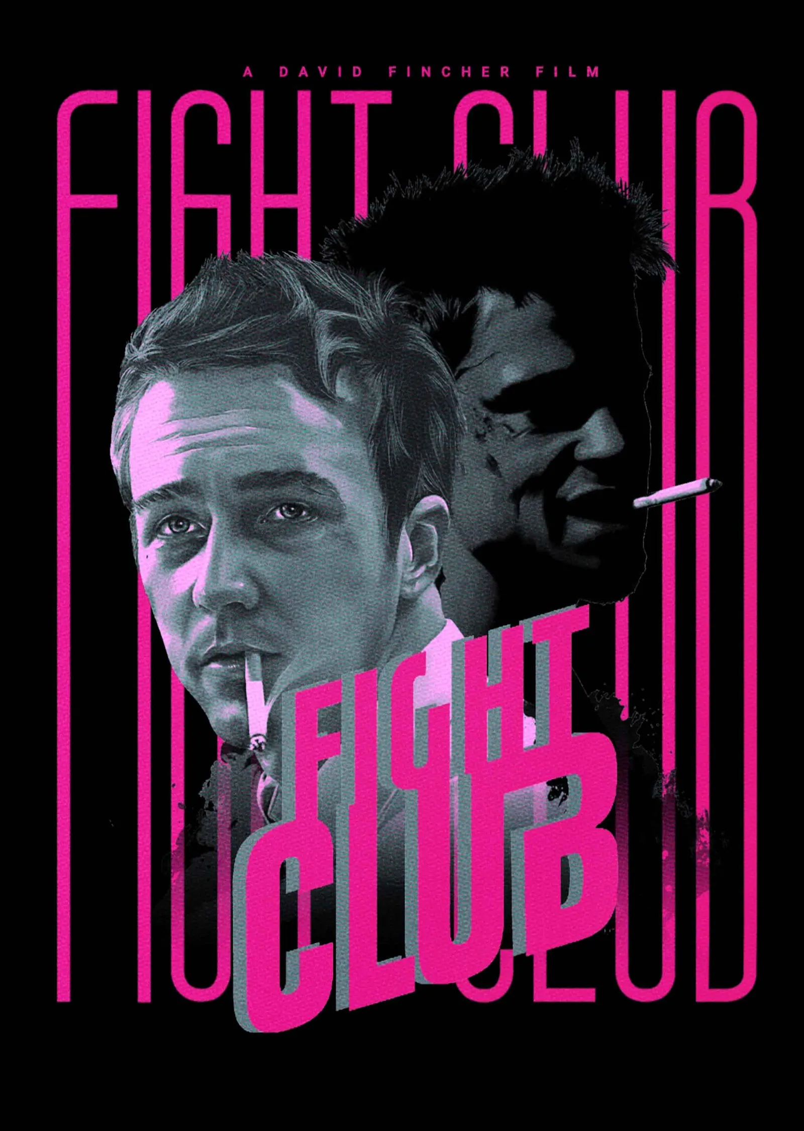 Fight Club: Neon Pembe İkili metal tablo