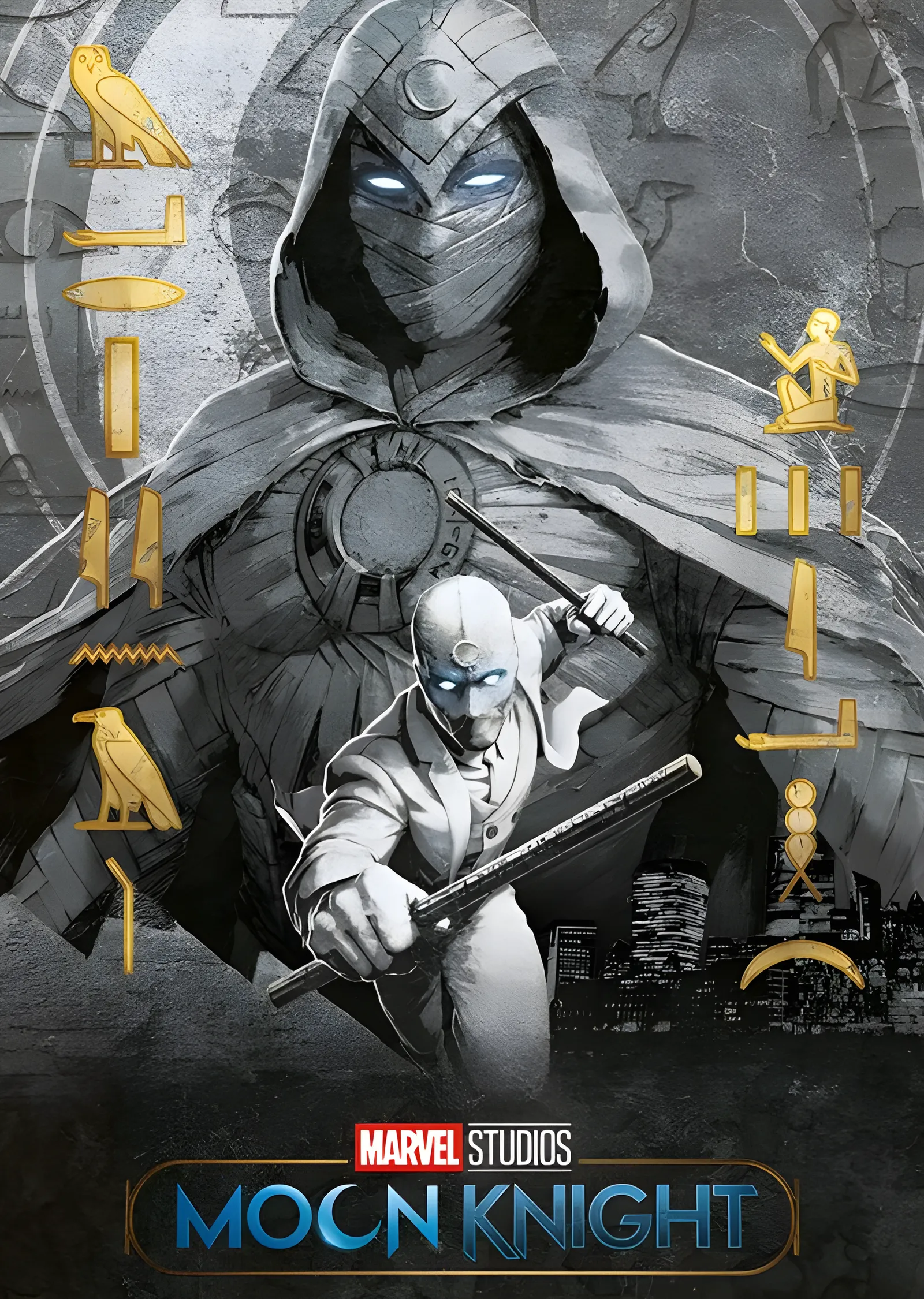 Moon Knight: Hiyeroglifli İllüstrasyon metal tablo