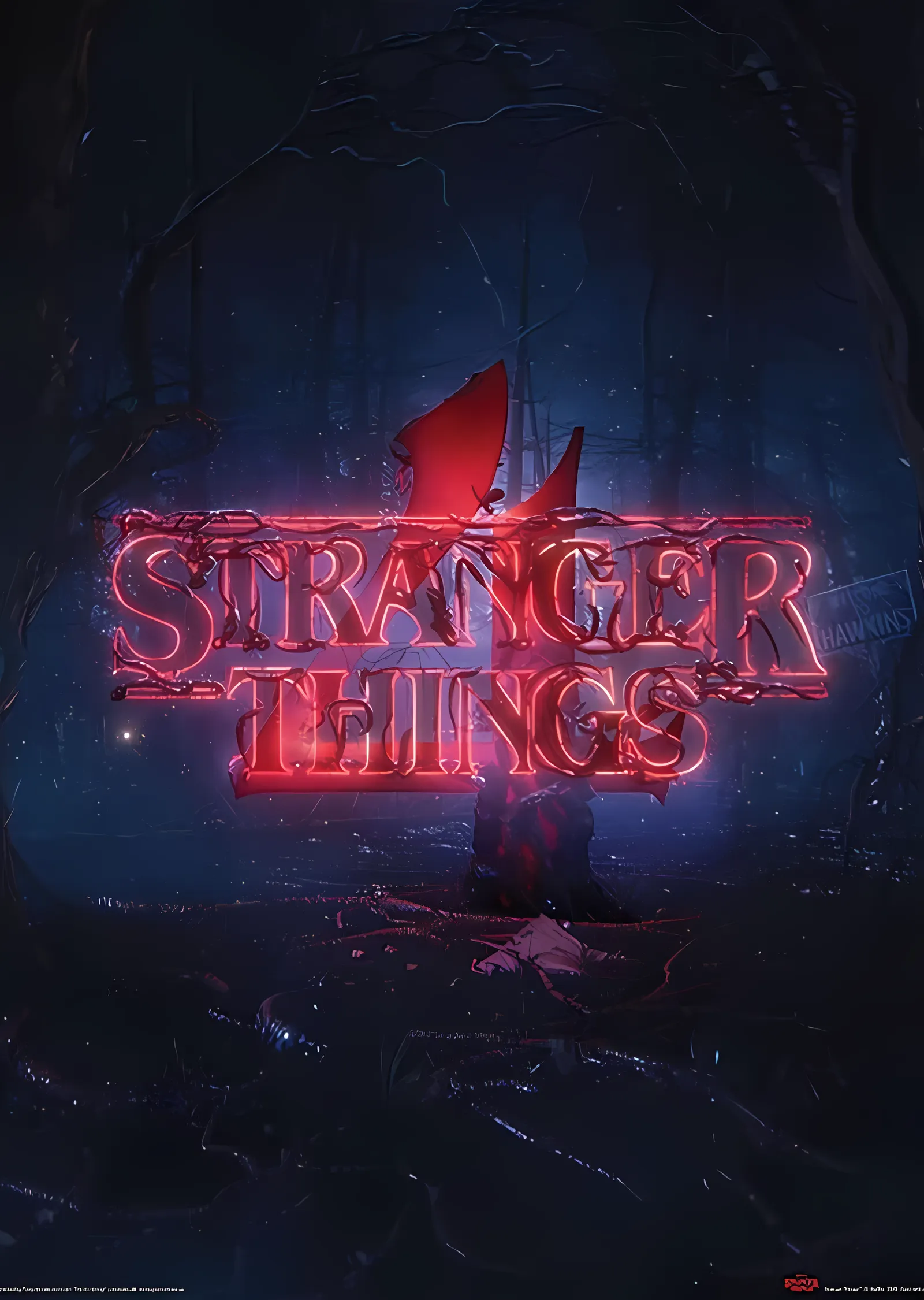 Stranger Things 4: Neon Logo metal tablo