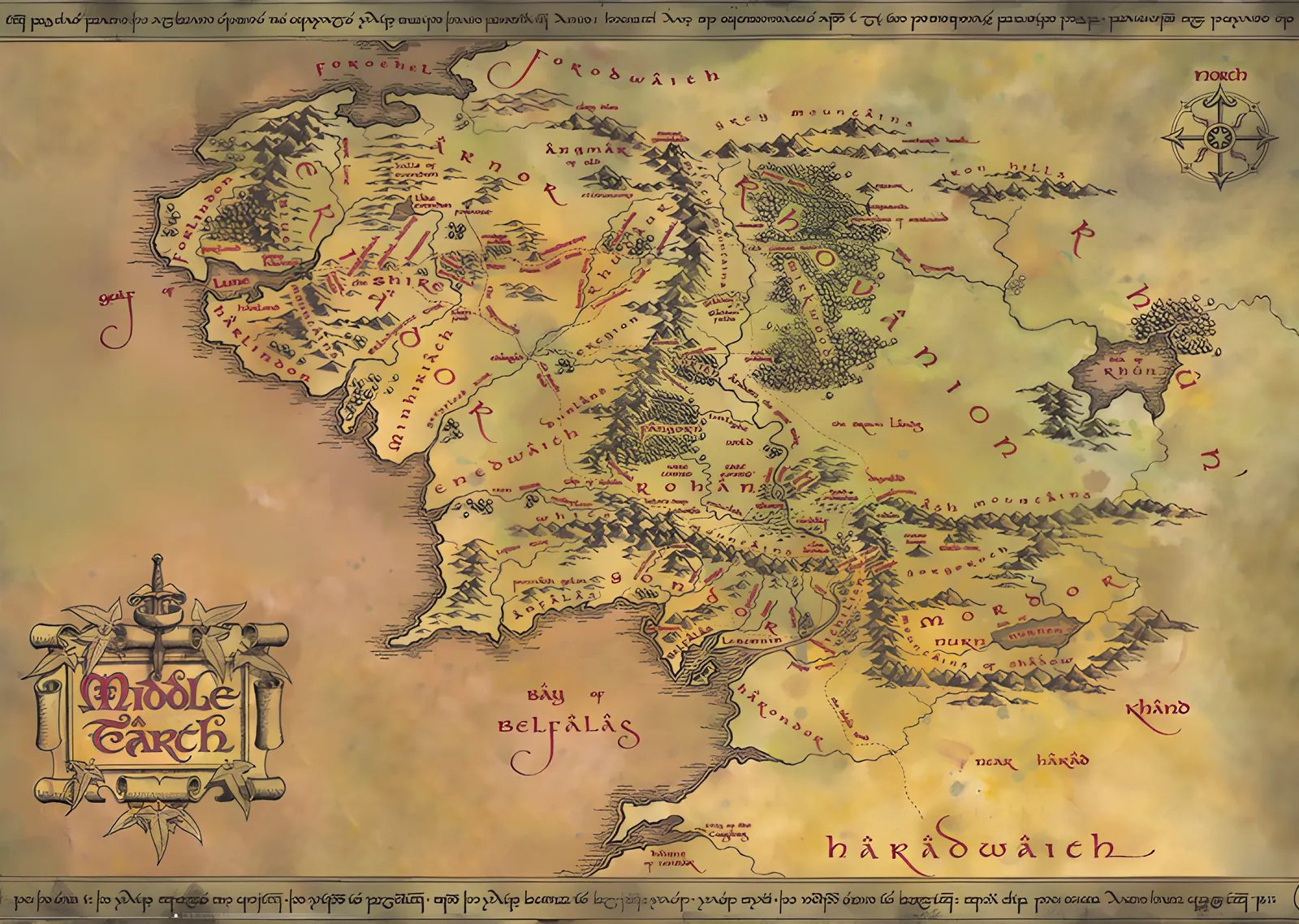 The Lord of the Rings: Orta Dünya Haritası metal tablo