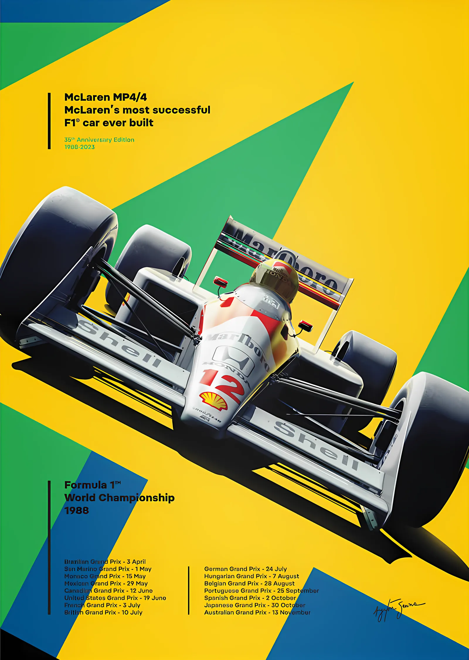 Ayrton Senna · 1988 35. Yıl San Marino GP metal tablo