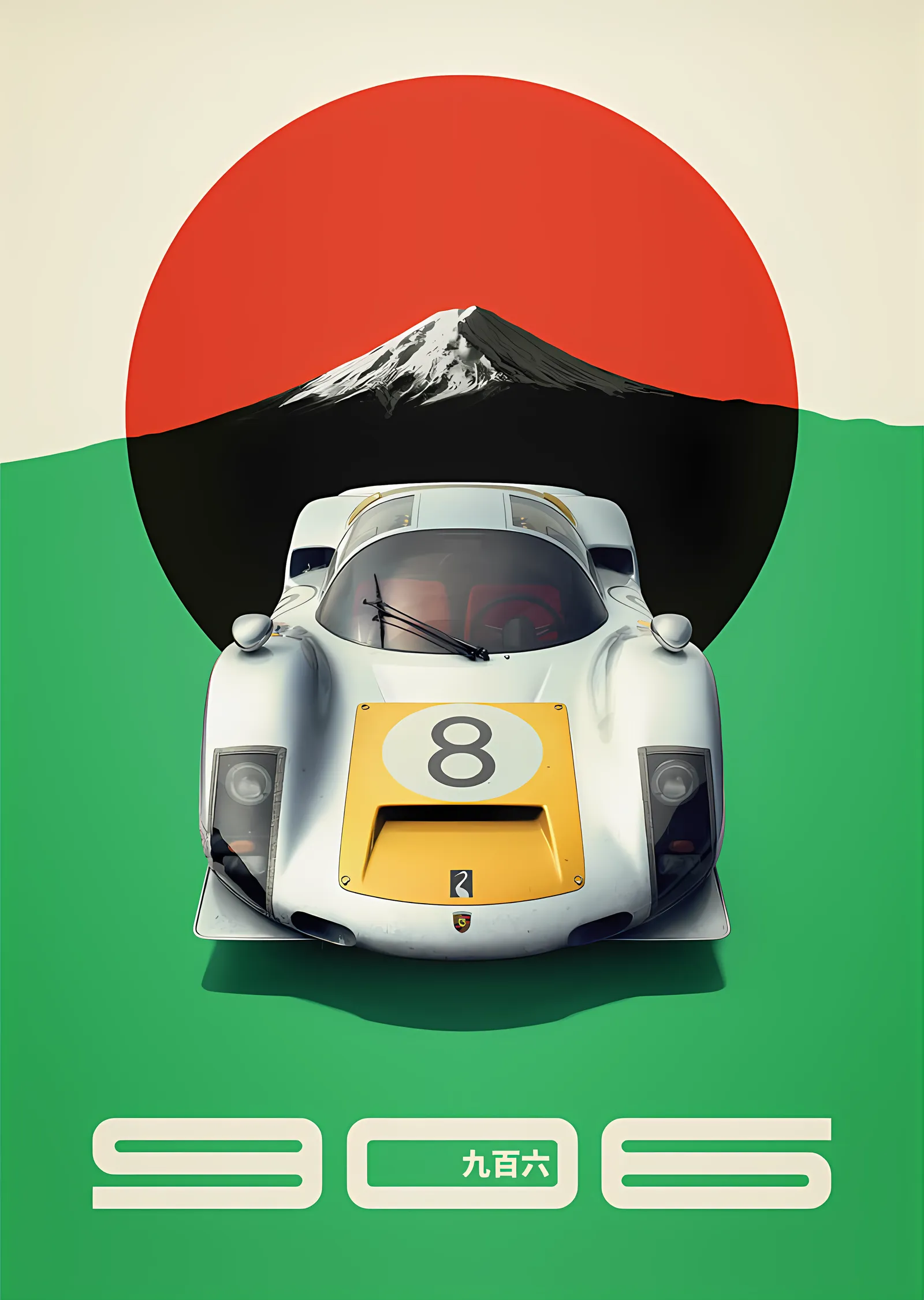 Porsche 906 · 1967 Japonya GP Beyaz metal tablo