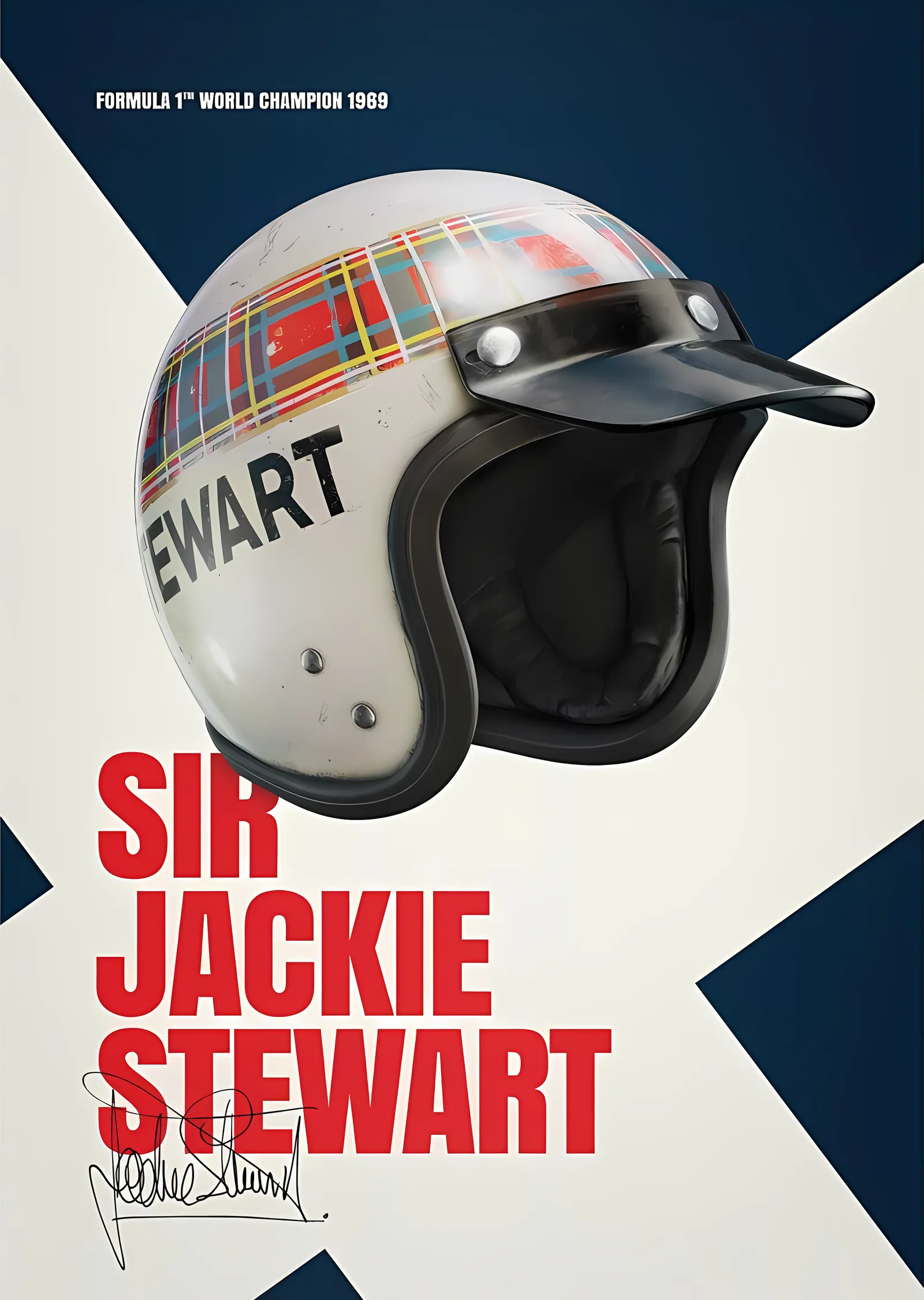 Sir Jackie Stewart · 1969 Kaskı metal tablo