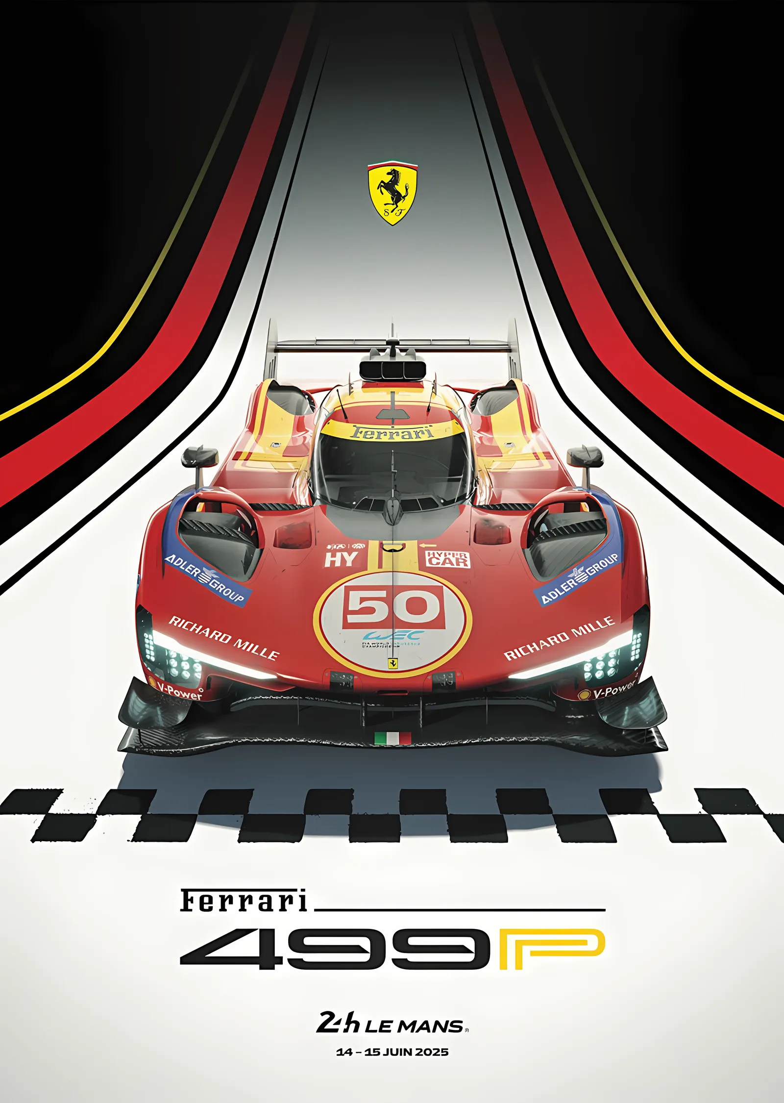 Ferrari 499P · 24 Saat Le Mans 2025 metal tablo