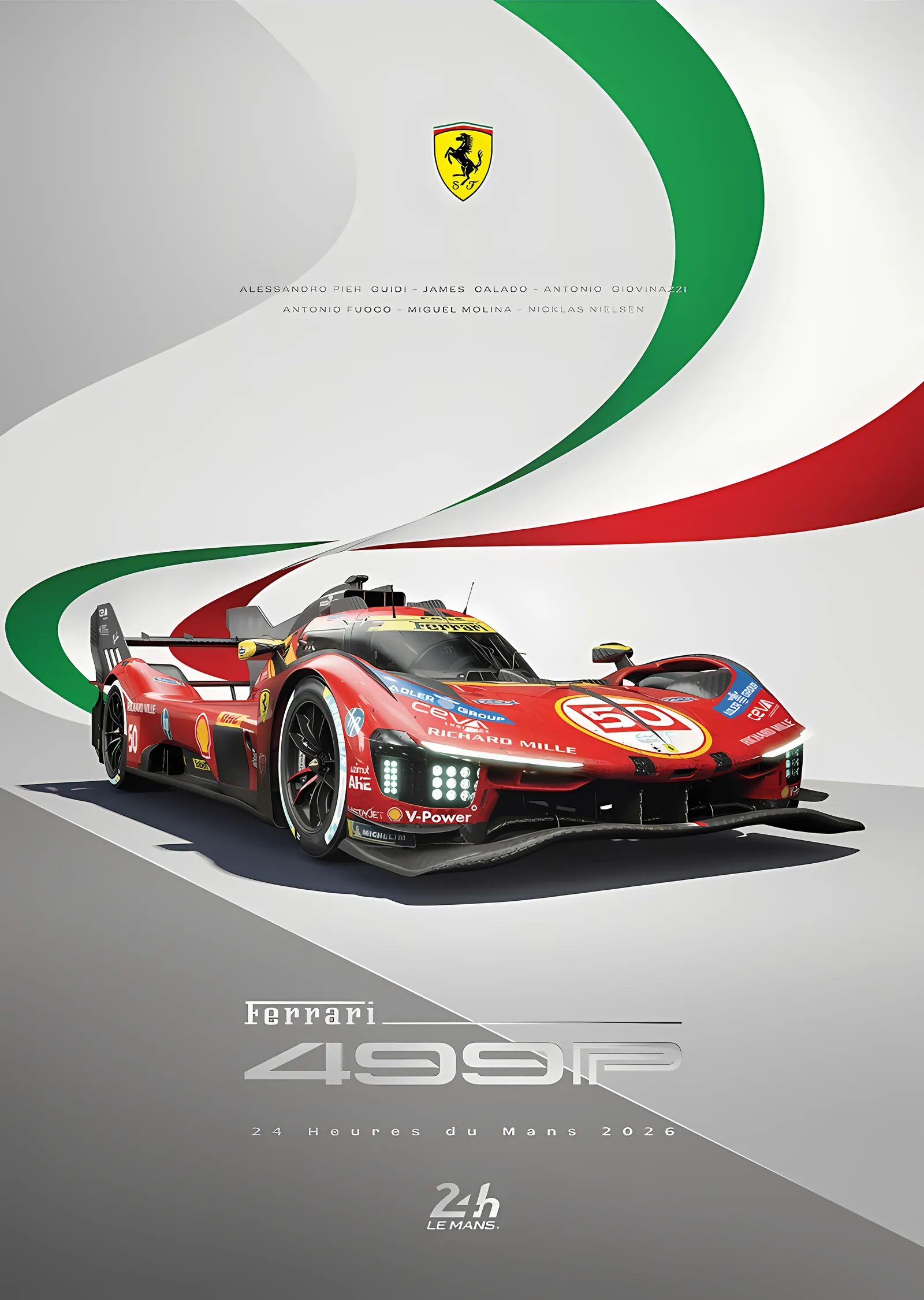 Ferrari 499P · 24 Saat Le Mans 2026 metal tablo
