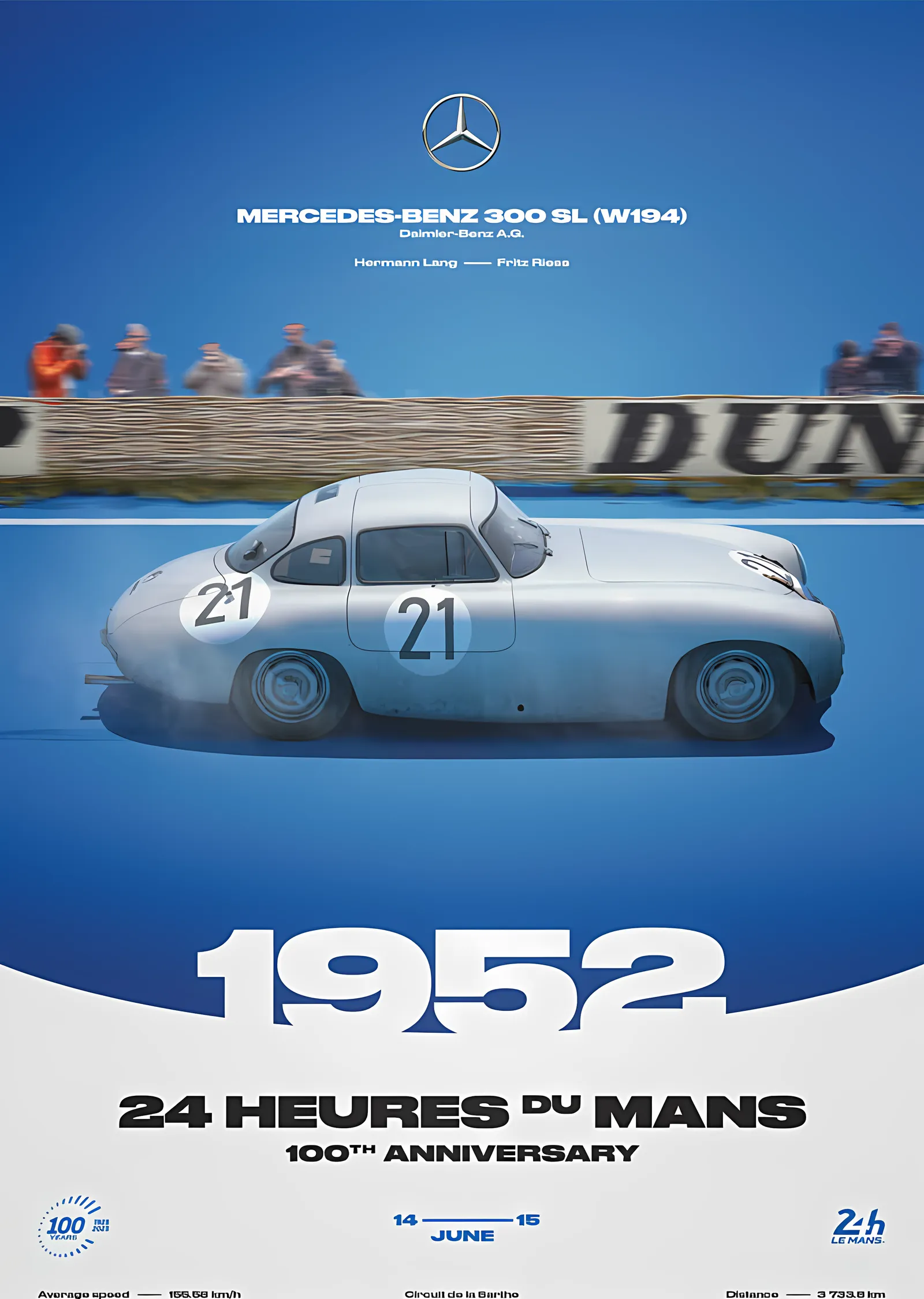 Mercedes-Benz 300 SL (W194) · 1952 100. Yıl metal tablo