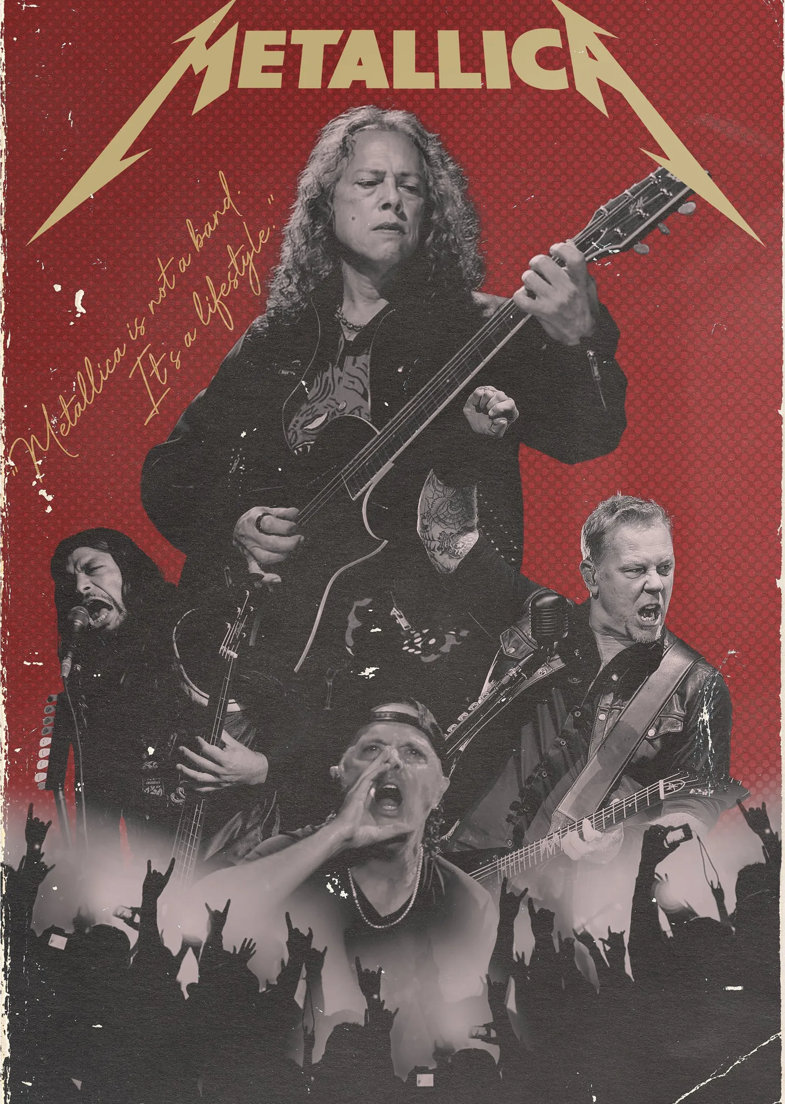 Metallica: Kırmızı Vintage Kolaj metal tablo