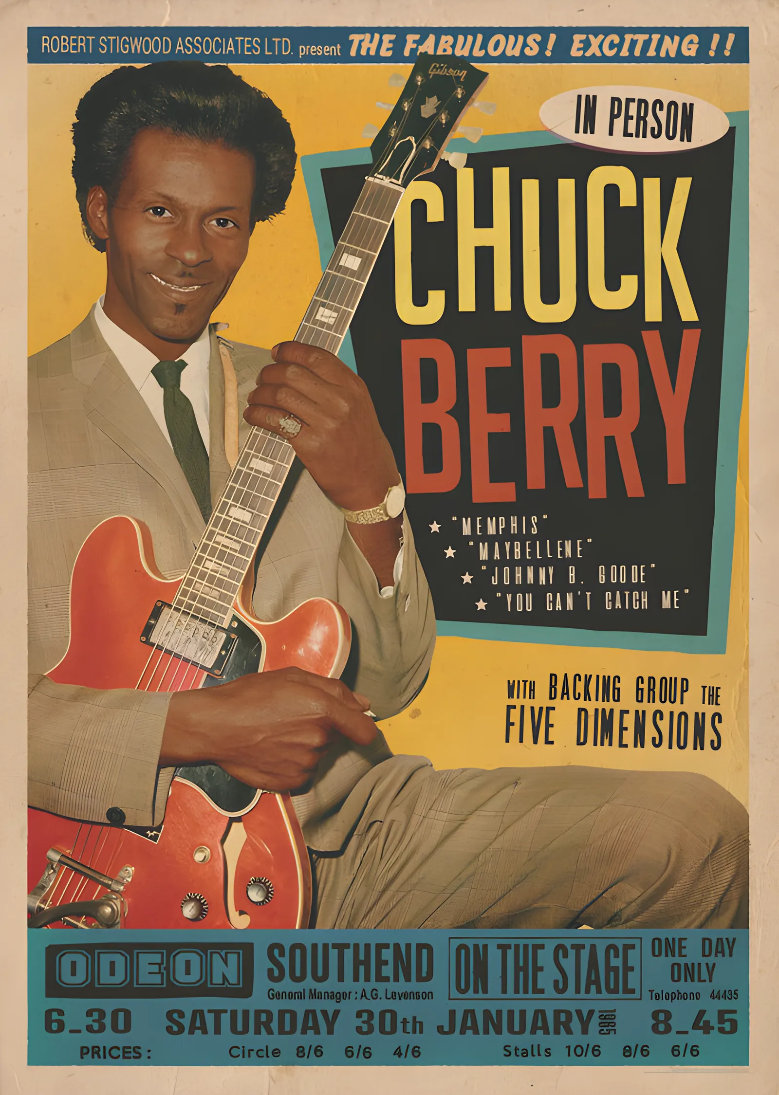 Chuck Berry: Odeon Southend metal tablo