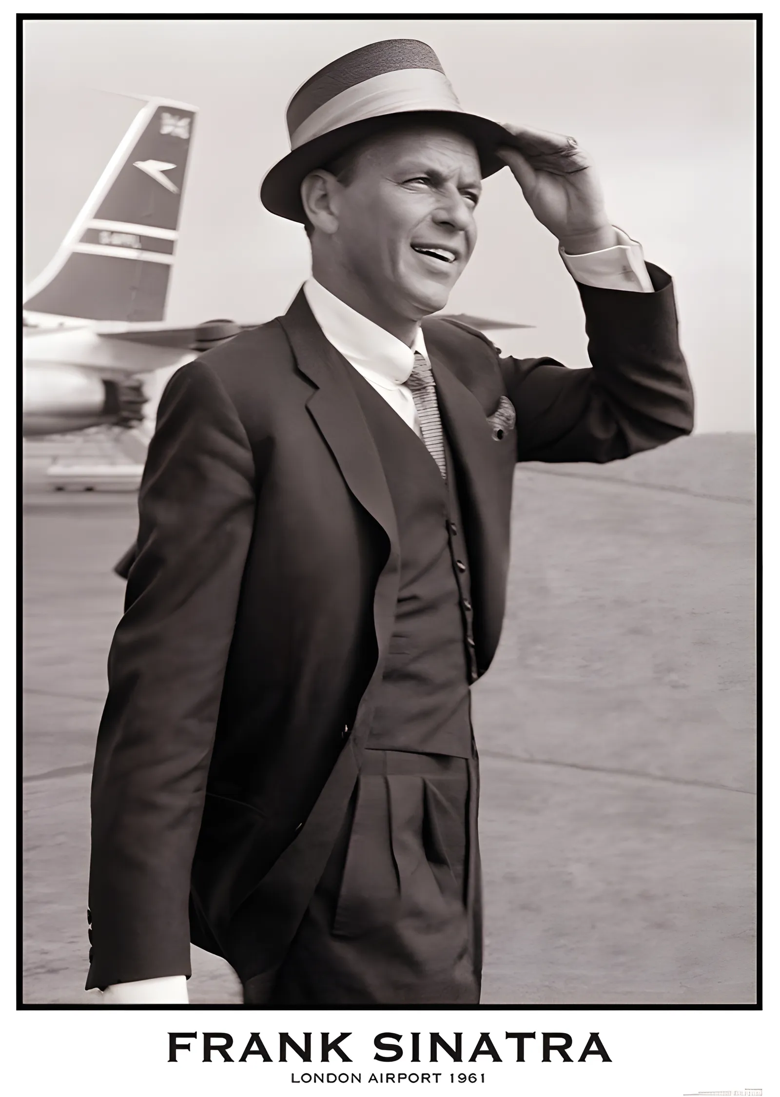 Frank Sinatra: Londra Havalimanı 1961 metal tablo
