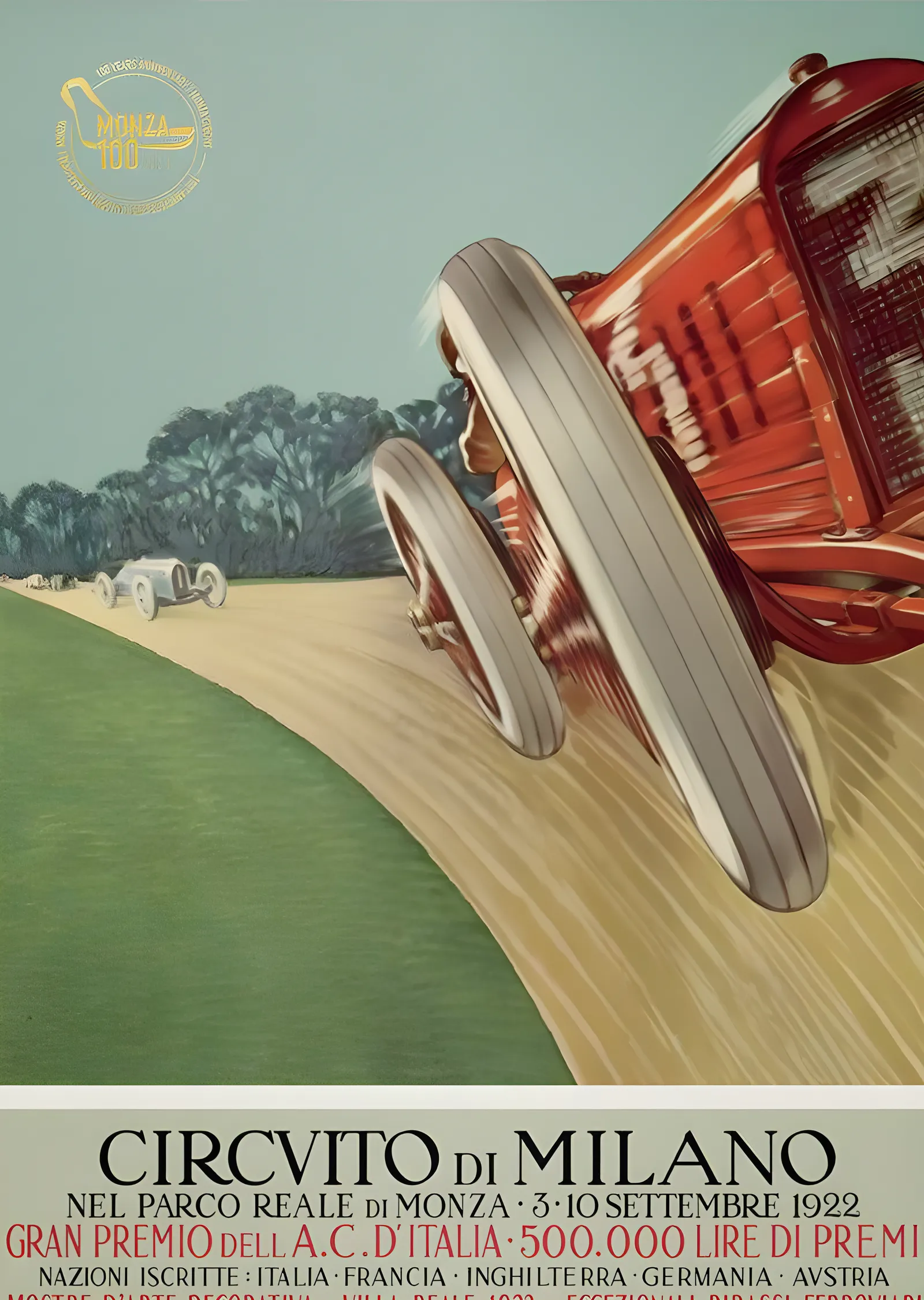 Monza Pisti · 1922 100. Yıl metal tablo